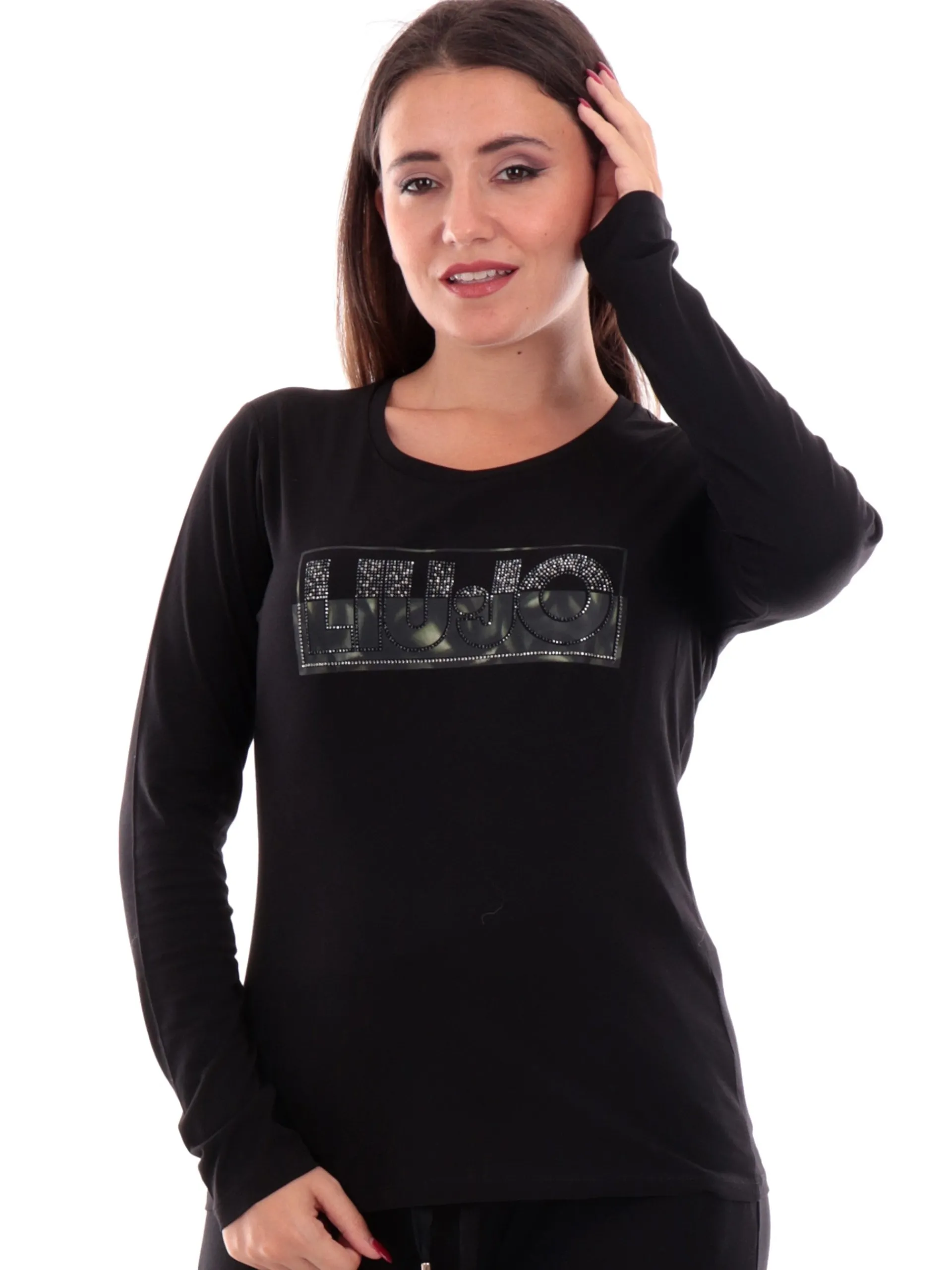 LIU JO MILANO T-Shirt*T-shirt Liu Jo nera da donna con strass WF4569JS923
