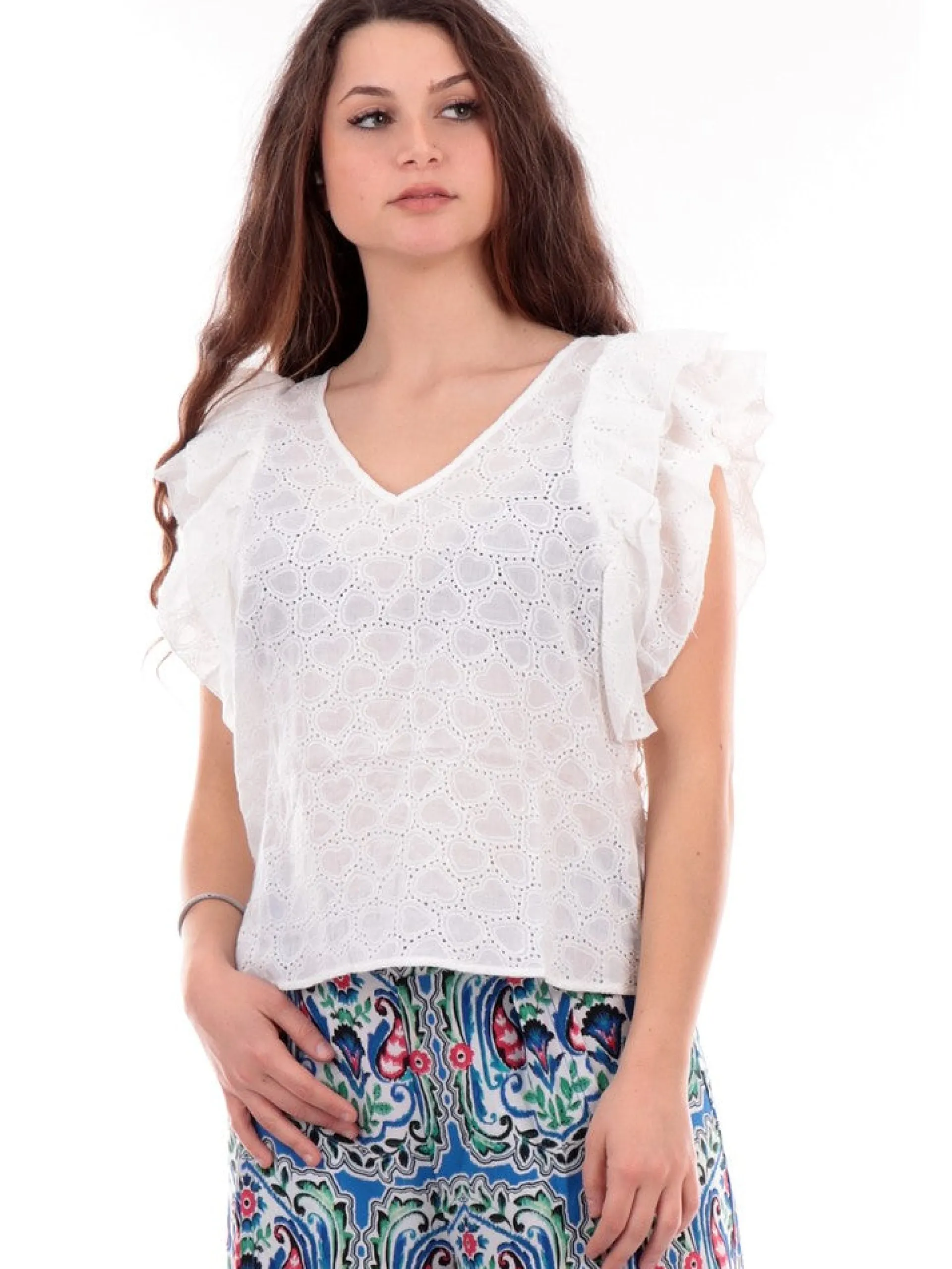 MOLLYBRACKEN Maglie*T-shirt Molly Bracken bianca da donna Woven Top LA1111CE
