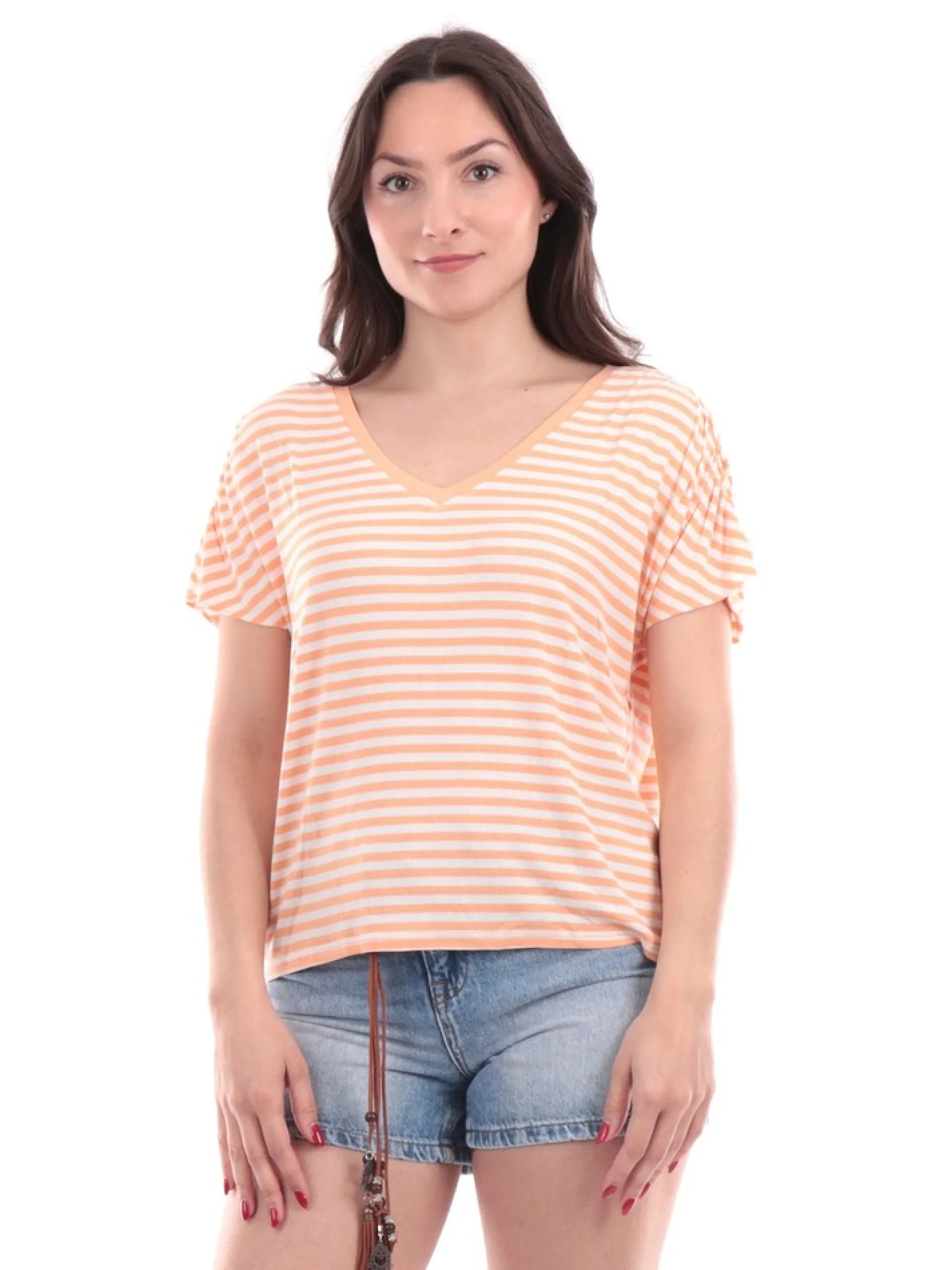 ONLY Maglie*T-Shirt a Righe Bianche e arancioni 15289851