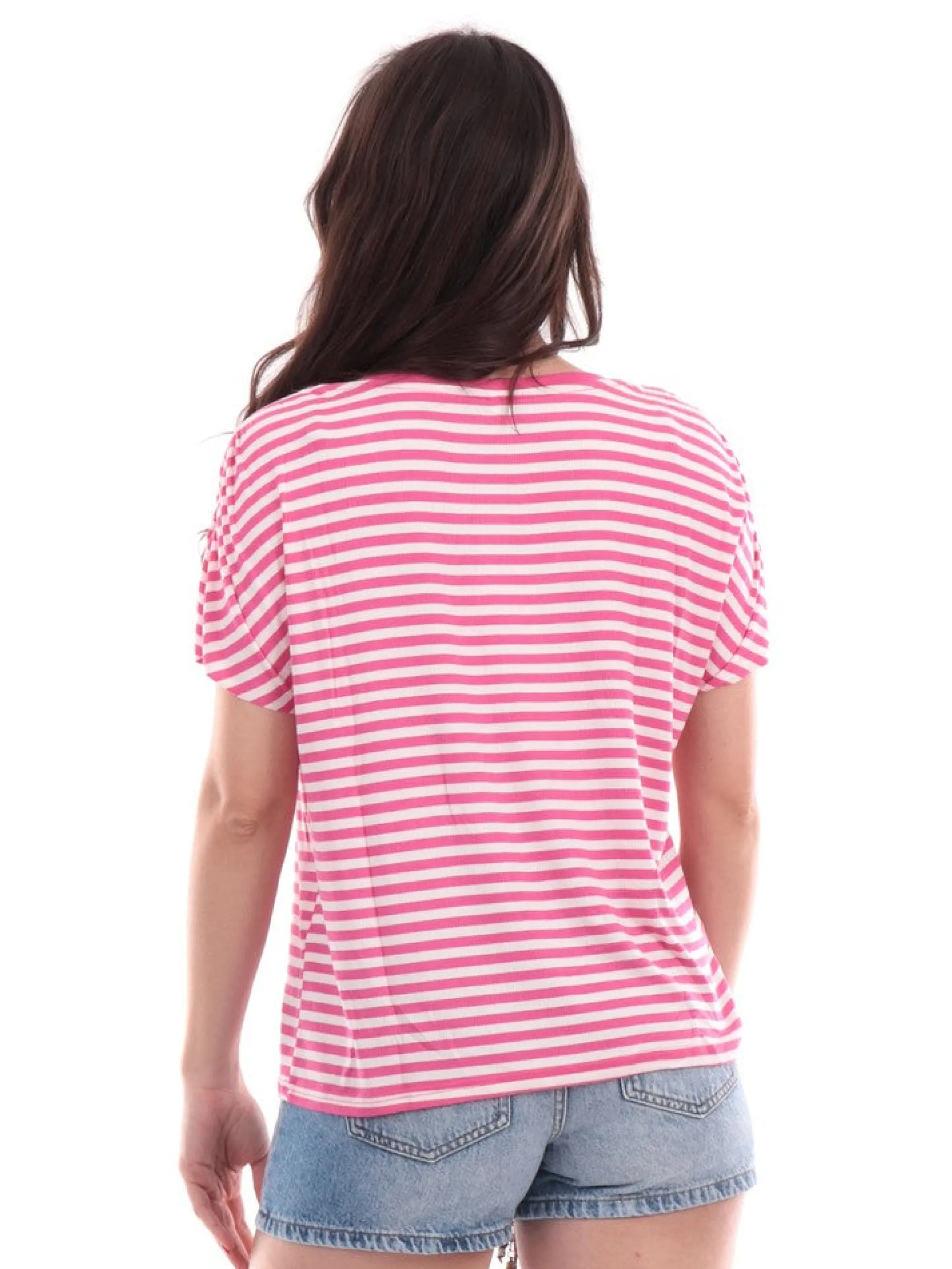 ONLY Maglie*T-Shirt a Righe Bianche e fucsia 15289851