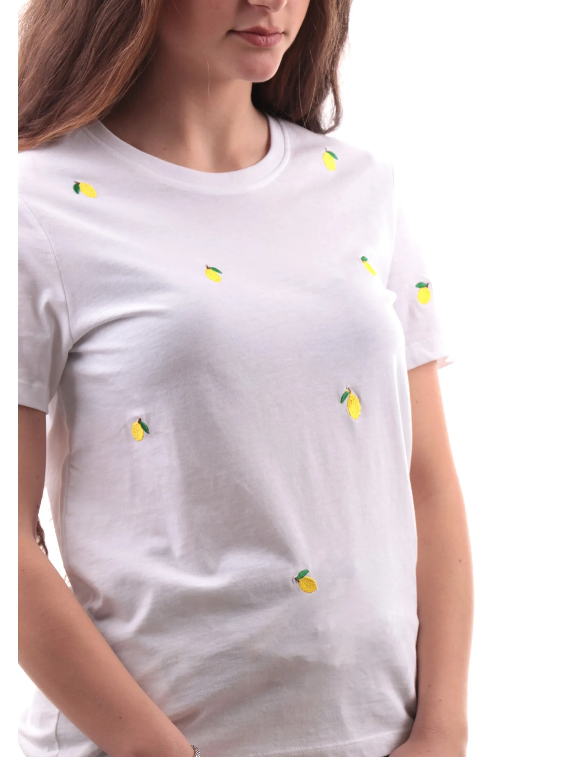 ONLY T-Shirt*T-Shirt Bianca da donna con limoni ricamati 15288473