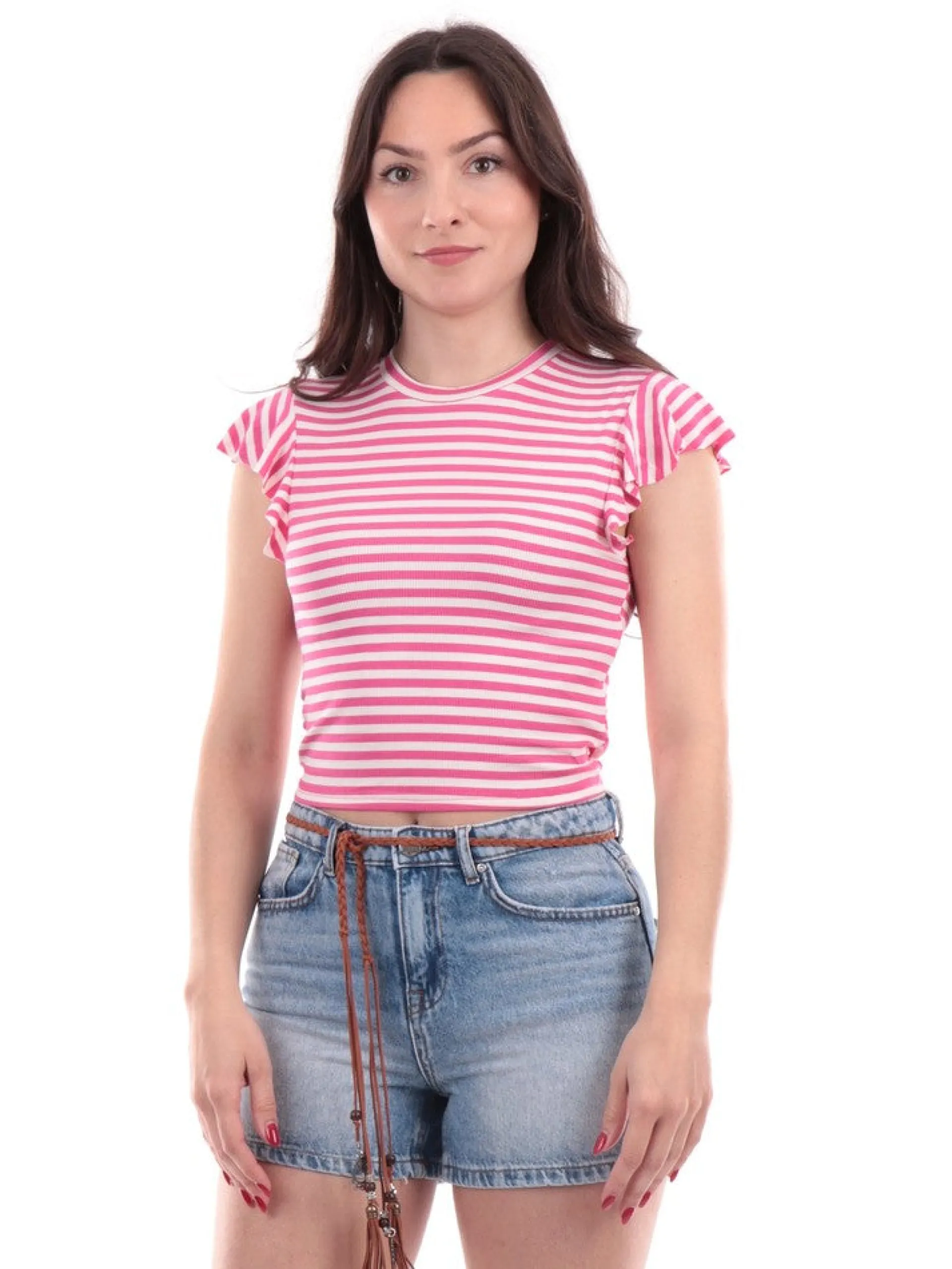 ONLY Maglie*T-Shirt da donna a righe fucsia 15289848