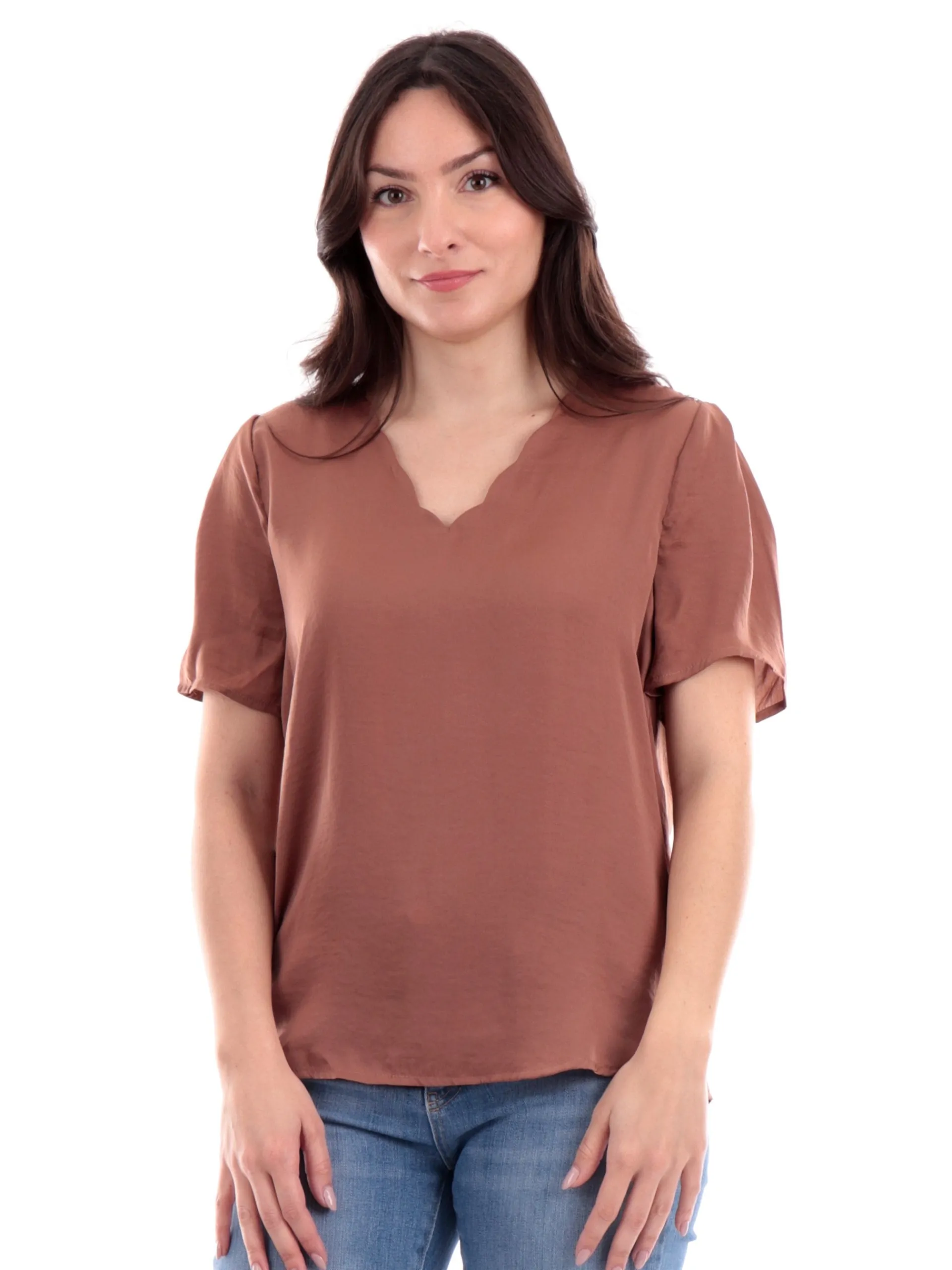 ONLY Maglie*T-Shirt marrone da donna V-Neck Top Wvn 15288127