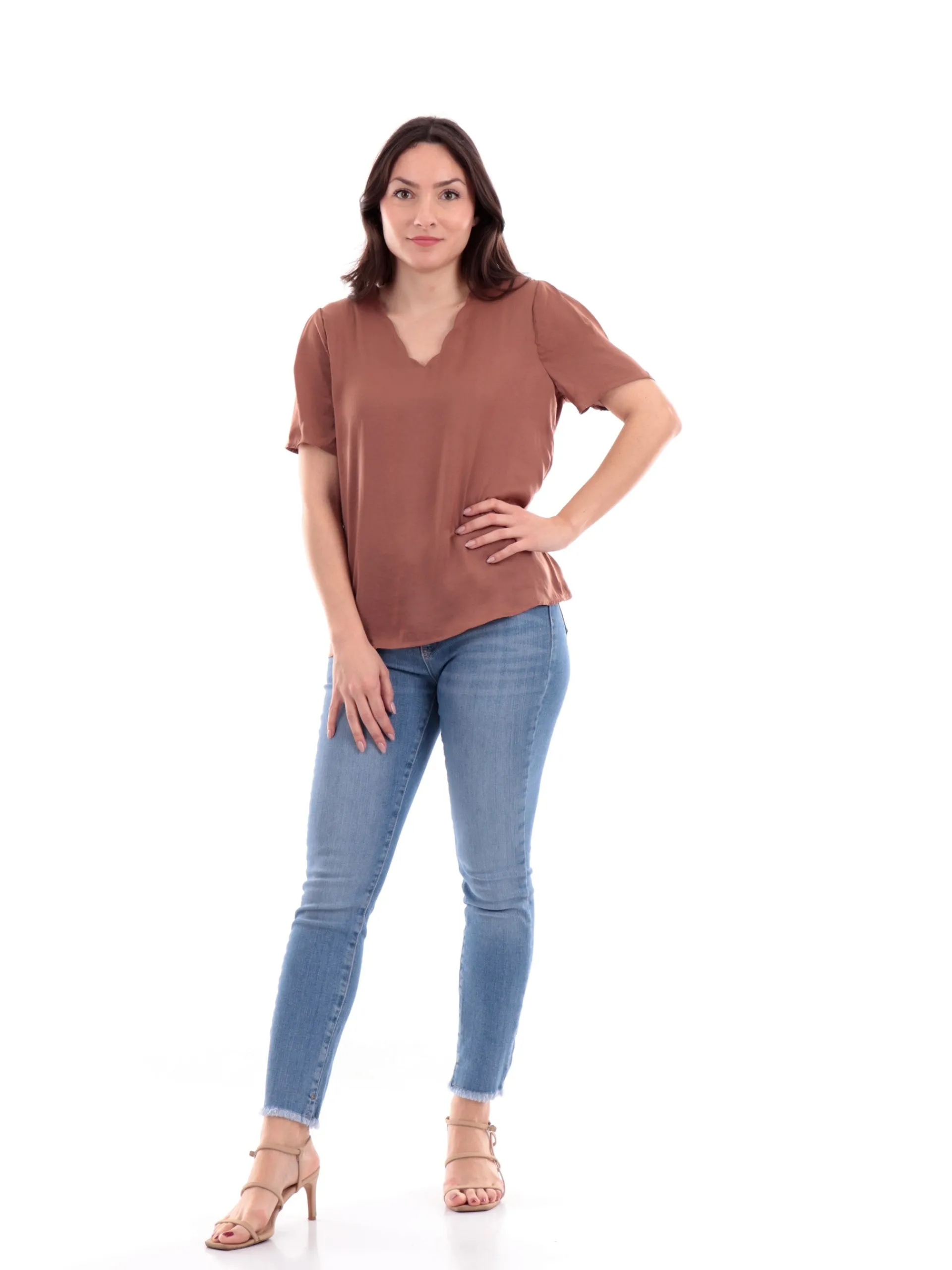 ONLY Maglie*T-Shirt marrone da donna V-Neck Top Wvn 15288127
