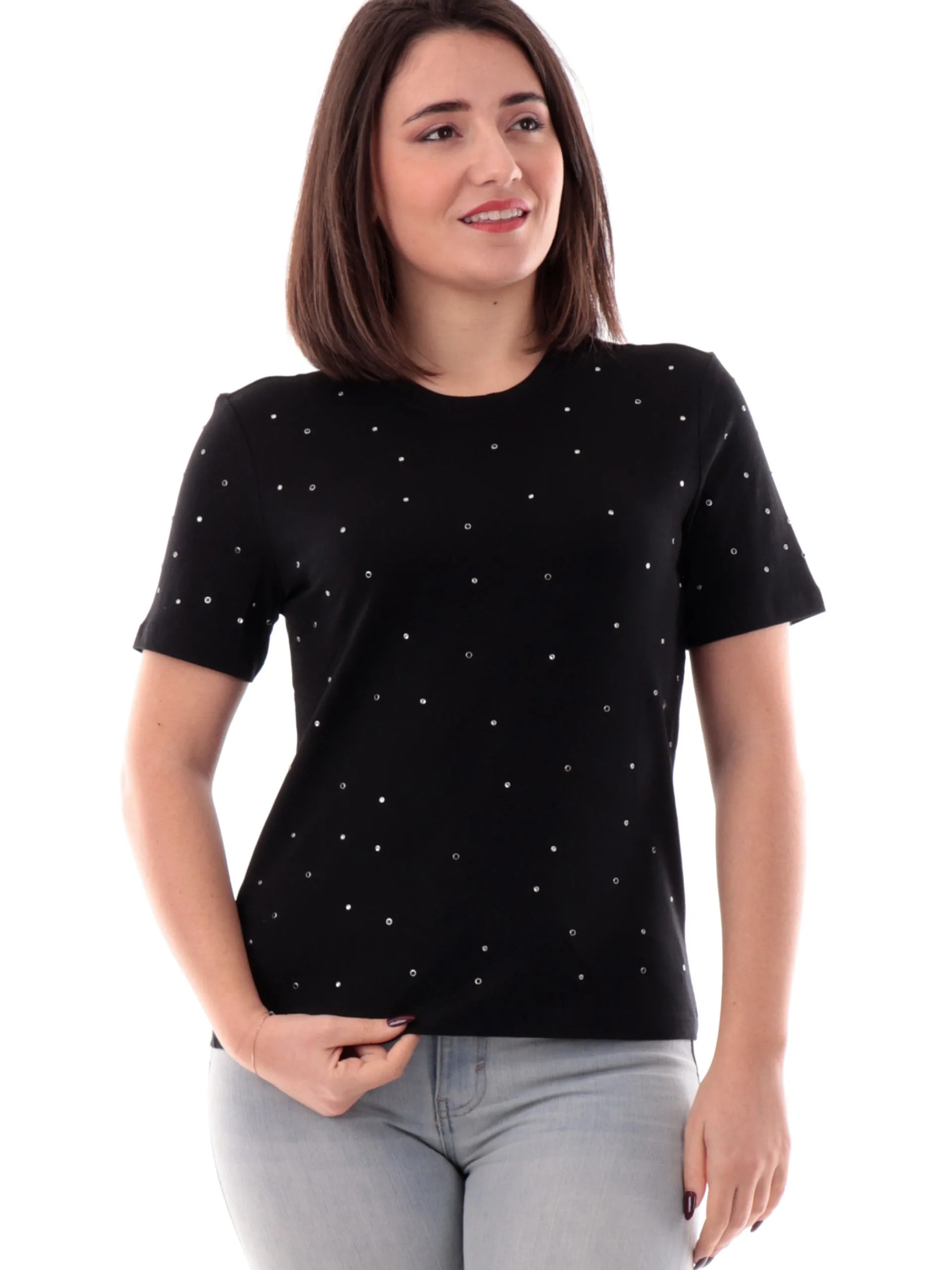 ONLY T-Shirt*T-shirt nera da donna con strass 15342984
