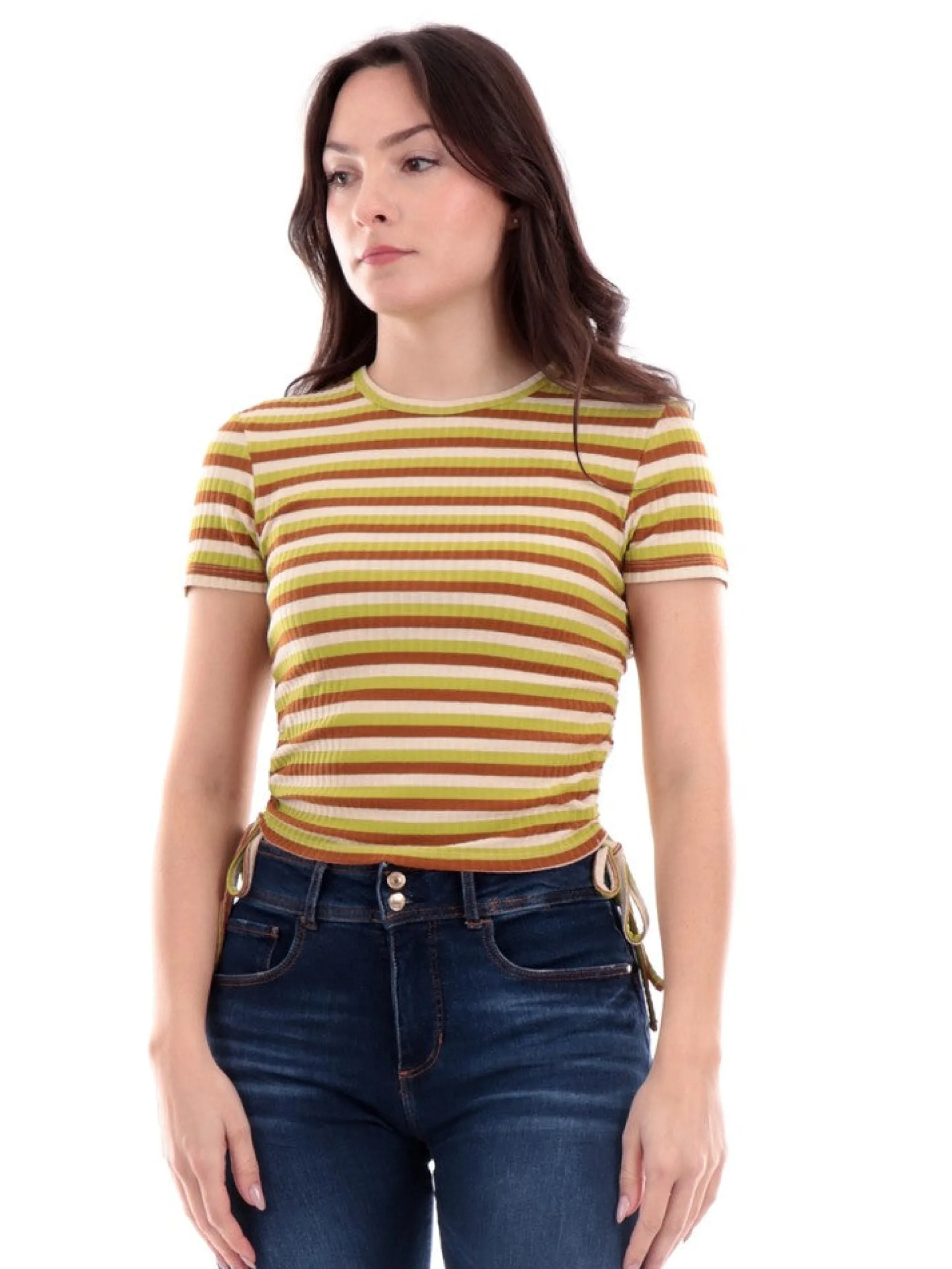 ONLY Maglie*T-Shirt verde da donna S/s Ruching Top Jrs 15284982