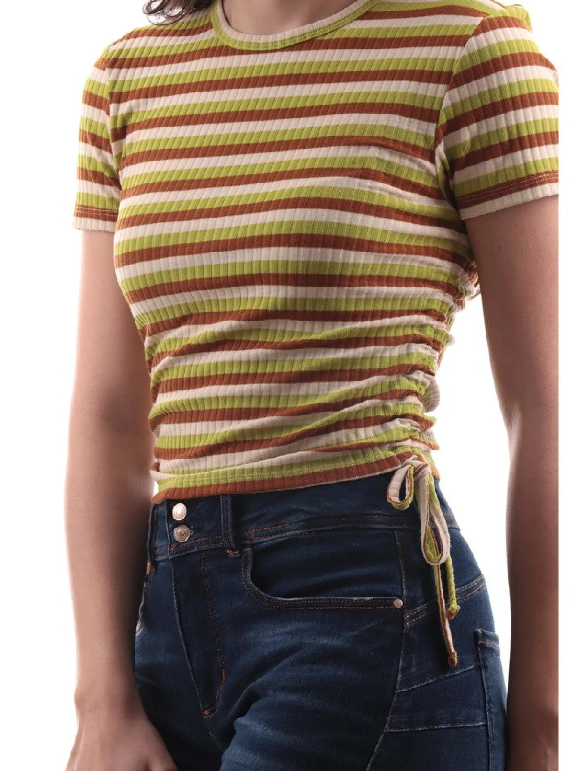 ONLY Maglie*T-Shirt verde da donna S/s Ruching Top Jrs 15284982
