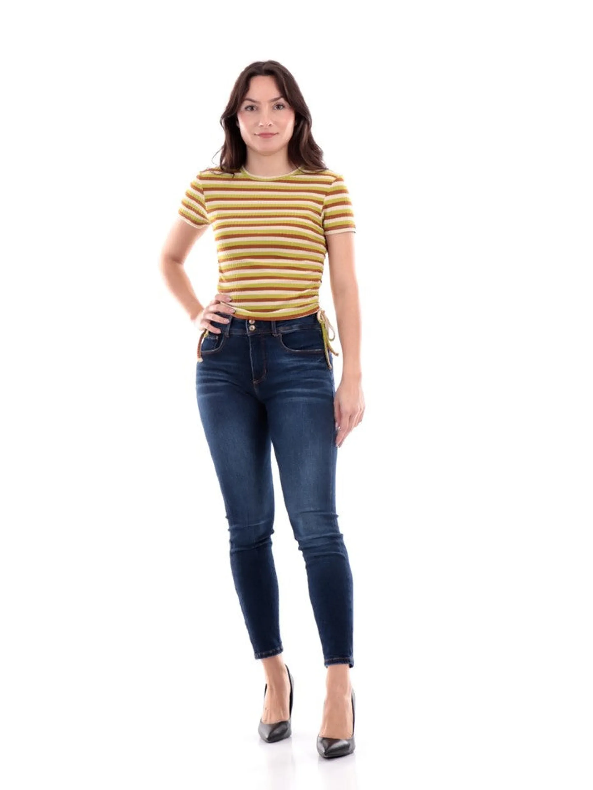ONLY Maglie*T-Shirt verde da donna S/s Ruching Top Jrs 15284982
