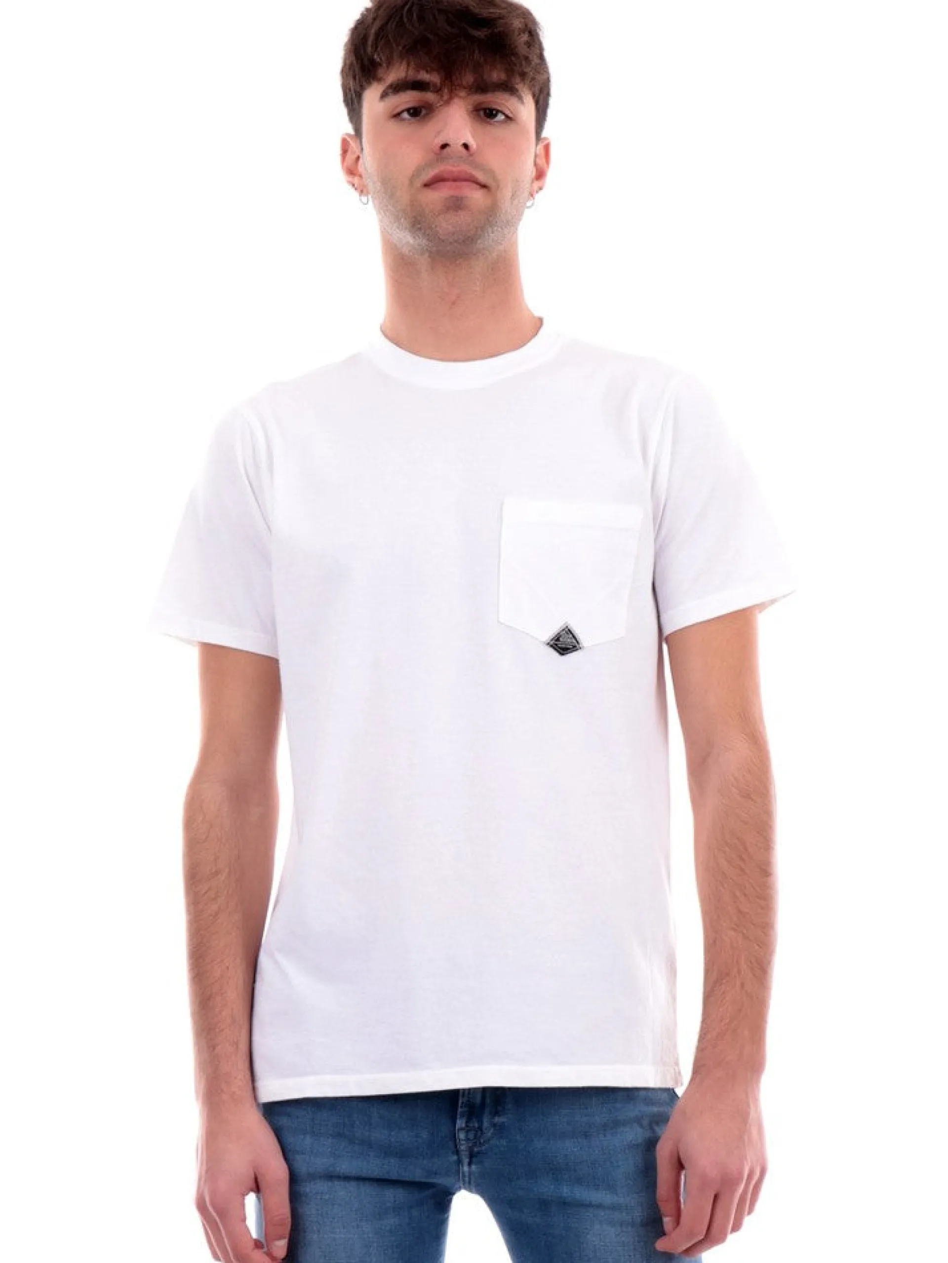 ROYROGERS T-Shirt*T-shirt Roy Rogers bianca da uomo con taschino RU90048CA16011C