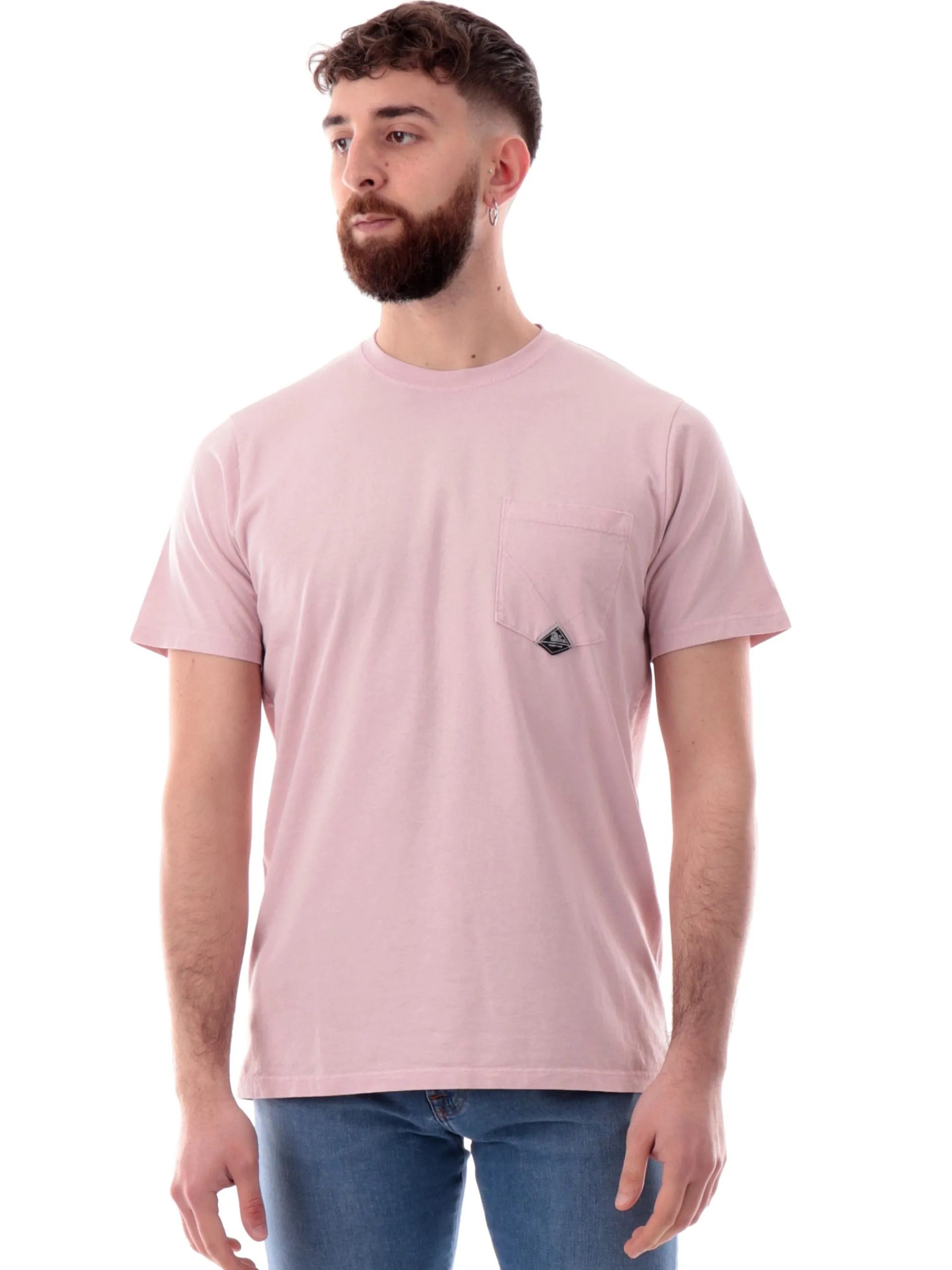 ROYROGERS T-Shirt*T-shirt Roy Rogers rosa da uomo con taschino RU90048CA160111