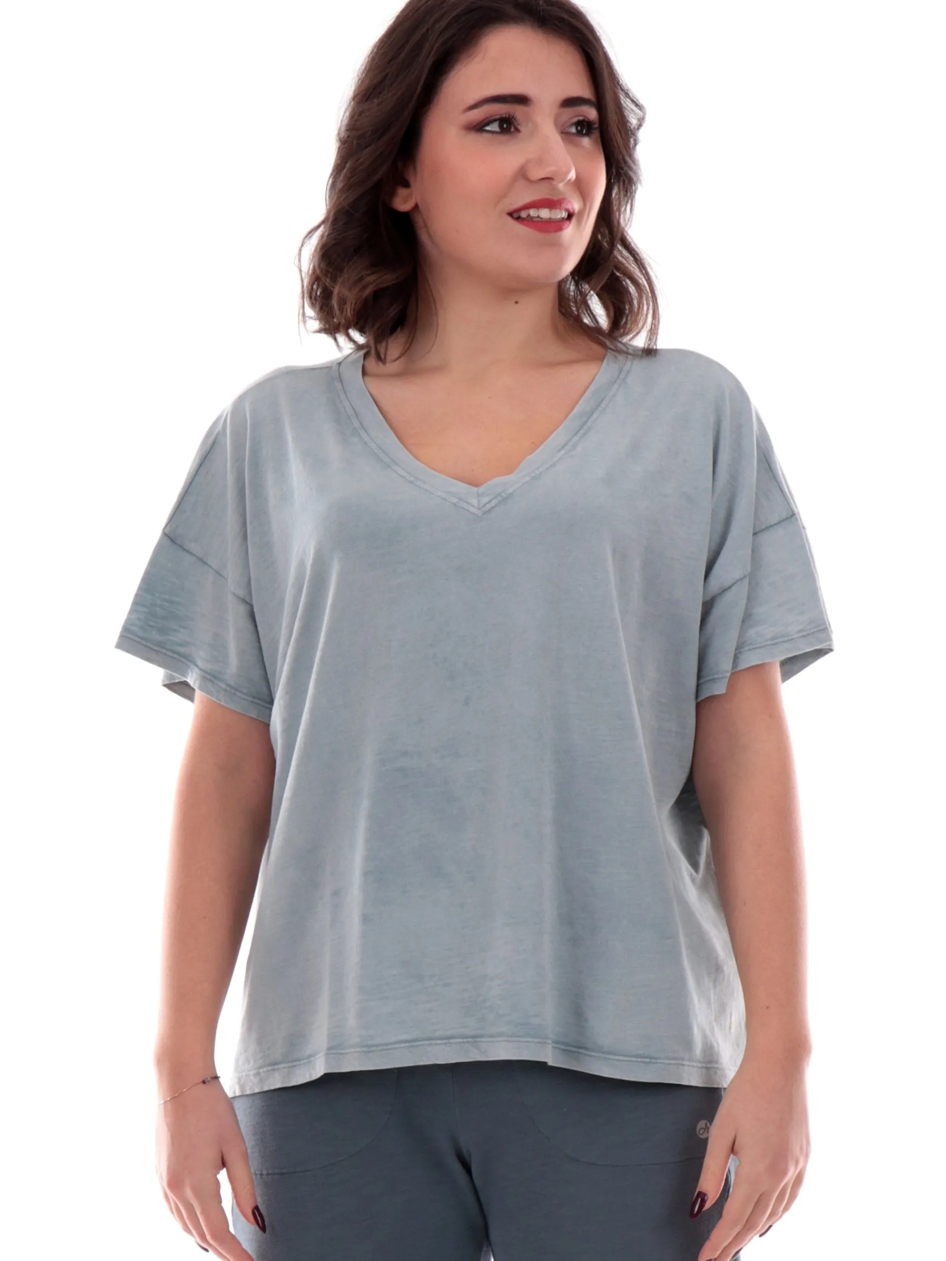 DEHA T-Shirt*T-shirt scollo a v Azzurra da donna Crop D2236037627