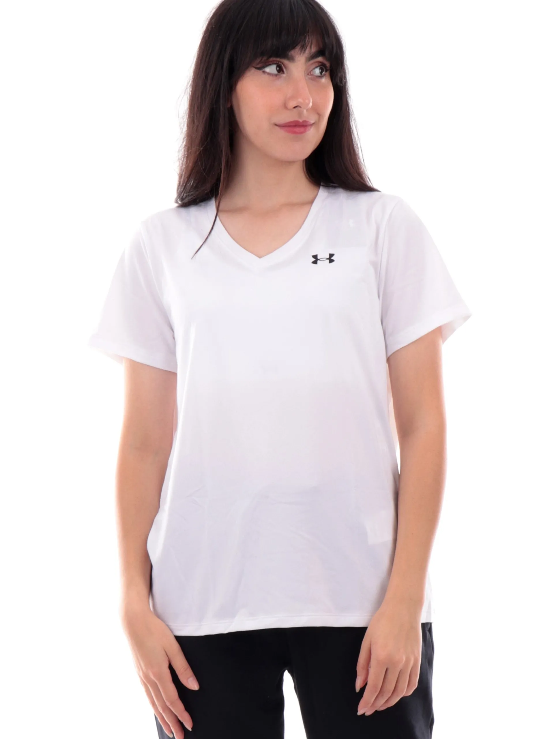 UNDER ARMOUR T-Shirt*T-shirt scollo a V bianca da donna tessuto tecnico 13842290
