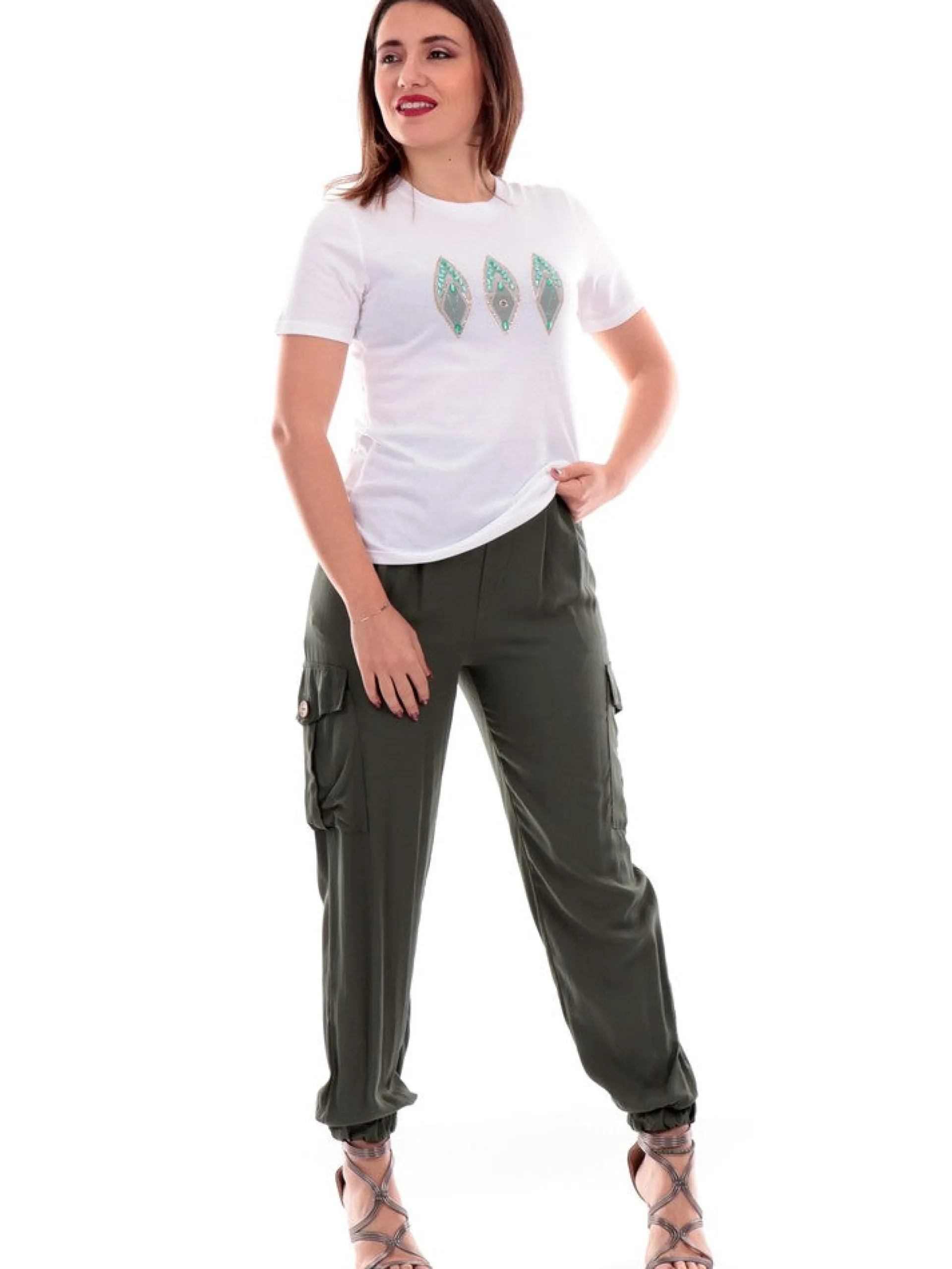 YES ZEE T-Shirt*T-shirt bianca da donna con strass T281LU060