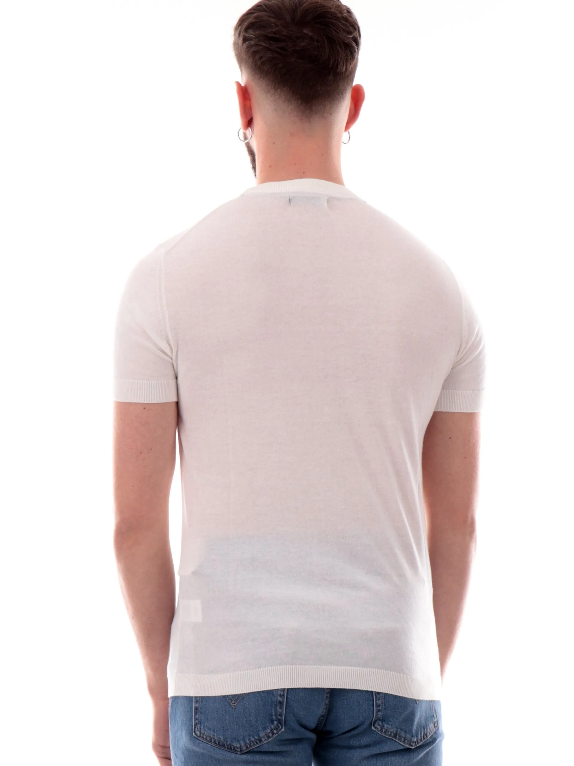 YES ZEE Maglie*T-shirt bianca girocollo da uomo tessuto in maglia M715DH00