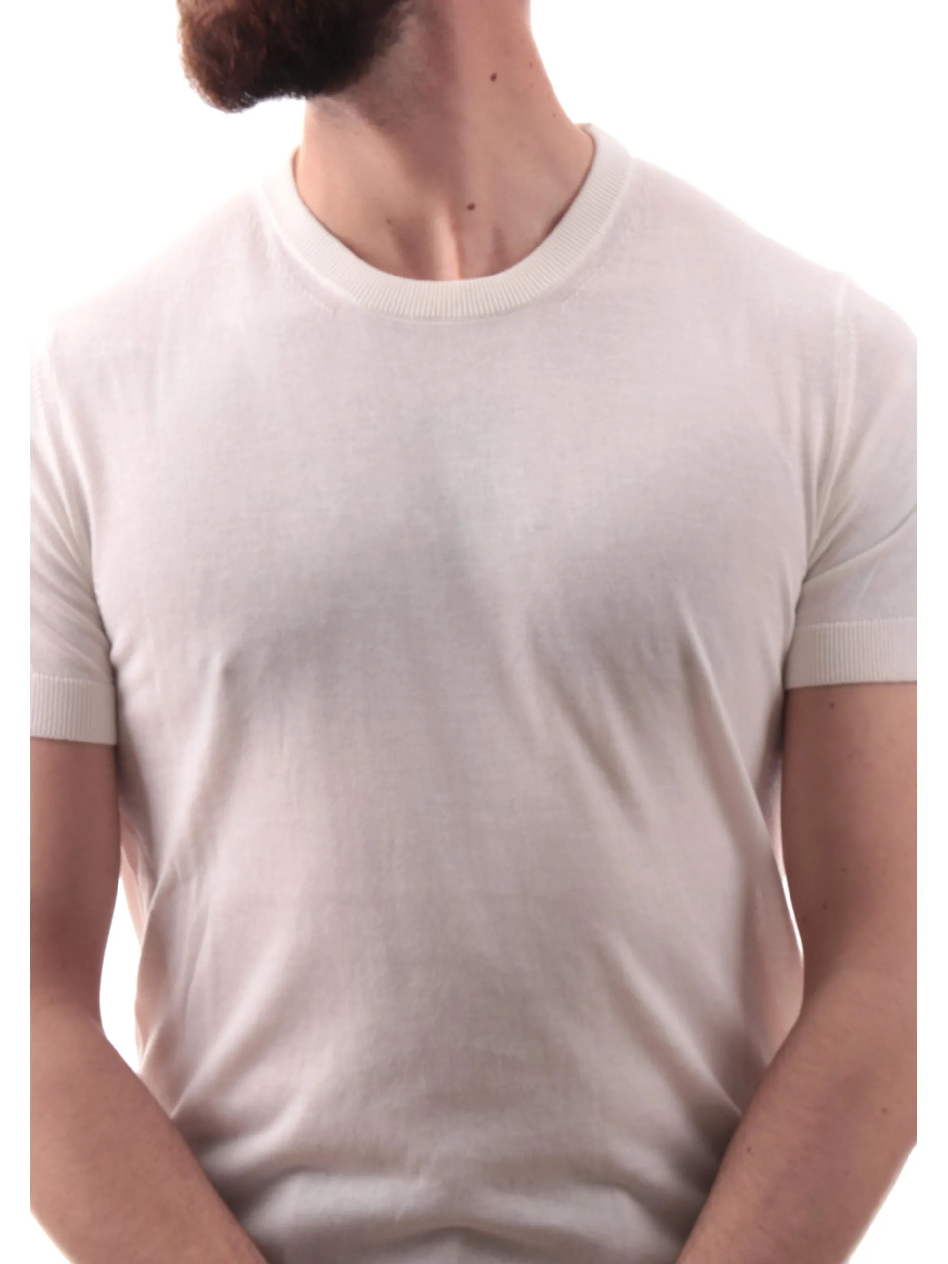 YES ZEE Maglie*T-shirt bianca girocollo da uomo tessuto in maglia M715DH00
