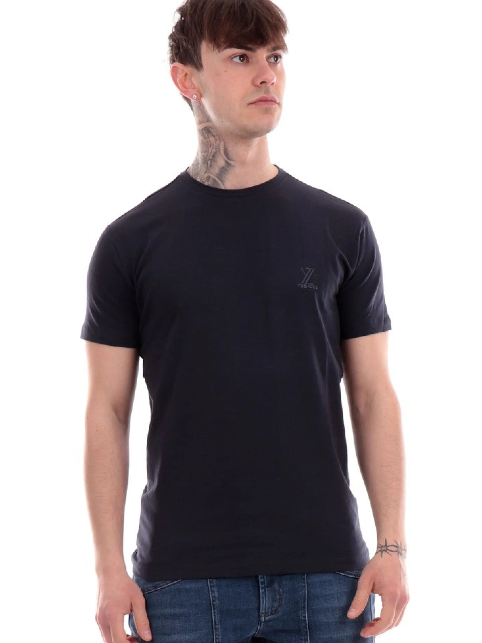 YES ZEE T-Shirt*T-Shirt blu da uomo con patch gommato T778TA000
