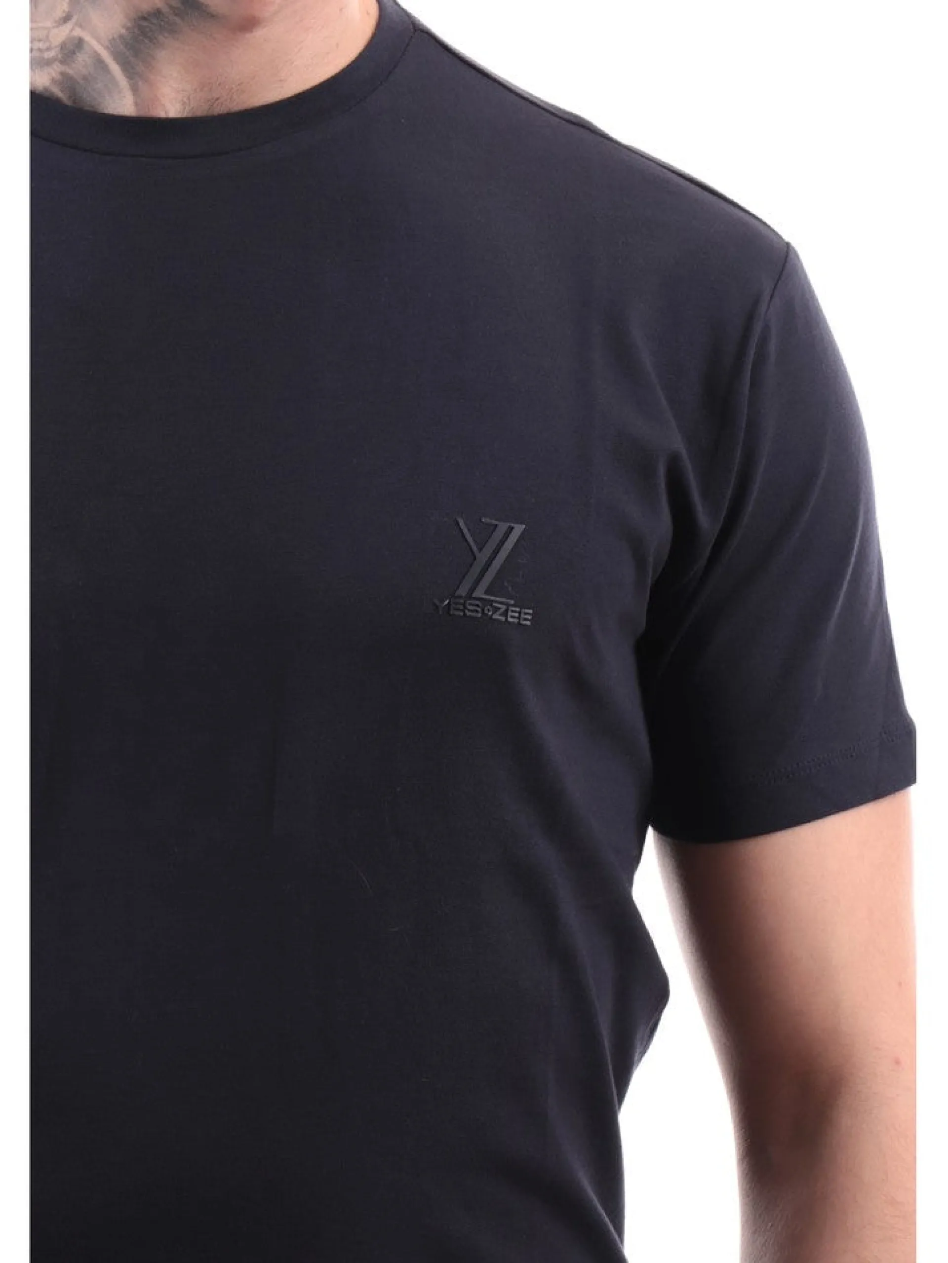 YES ZEE T-Shirt*T-Shirt blu da uomo con patch gommato T778TA000