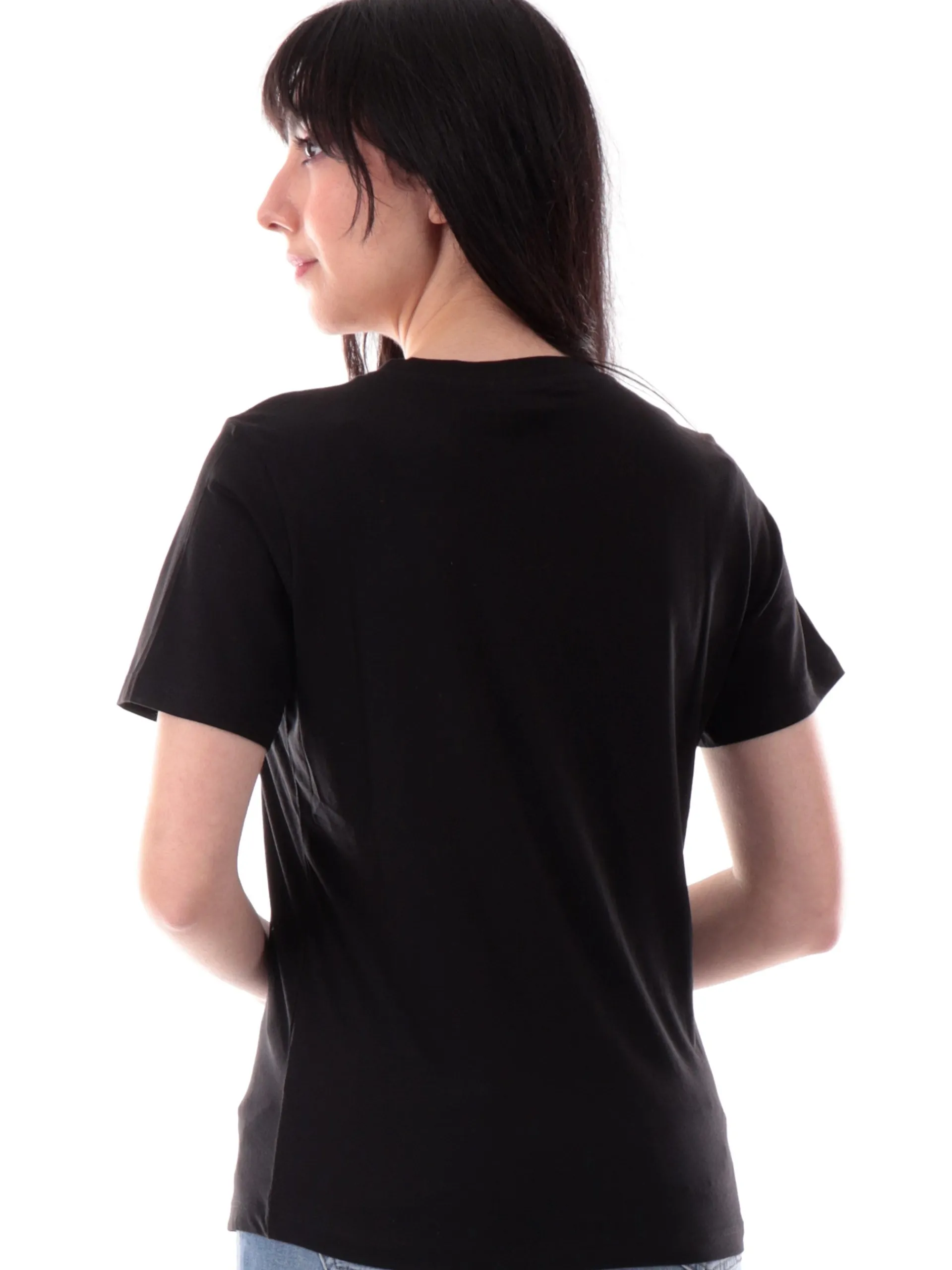 YES ZEE T-Shirt*T-shirt nera da donna con stampa frontale donna e papaveri T265JX020801