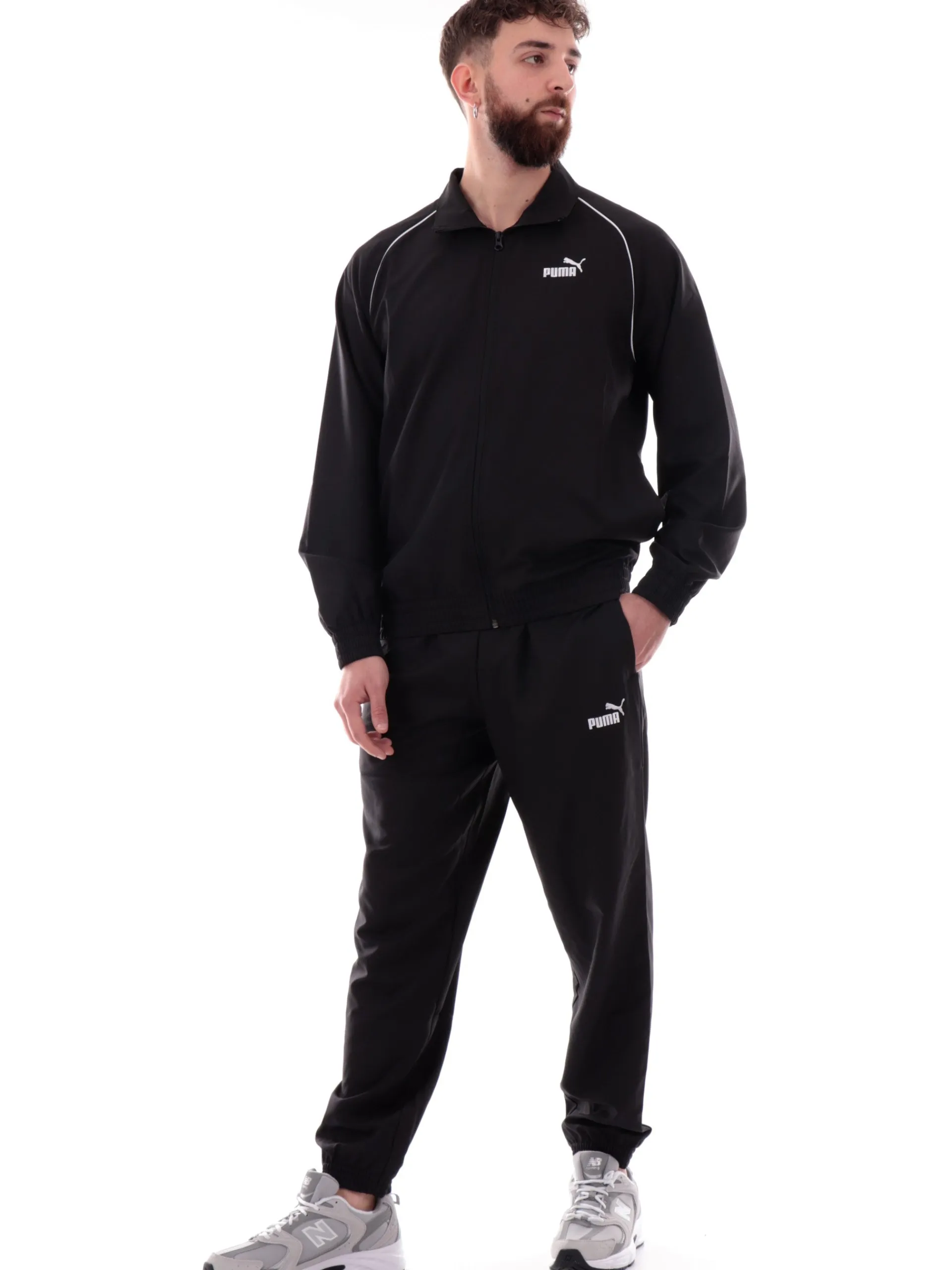 PUMA Tute*Tuta completa nera Woven Piping da uomo 684849