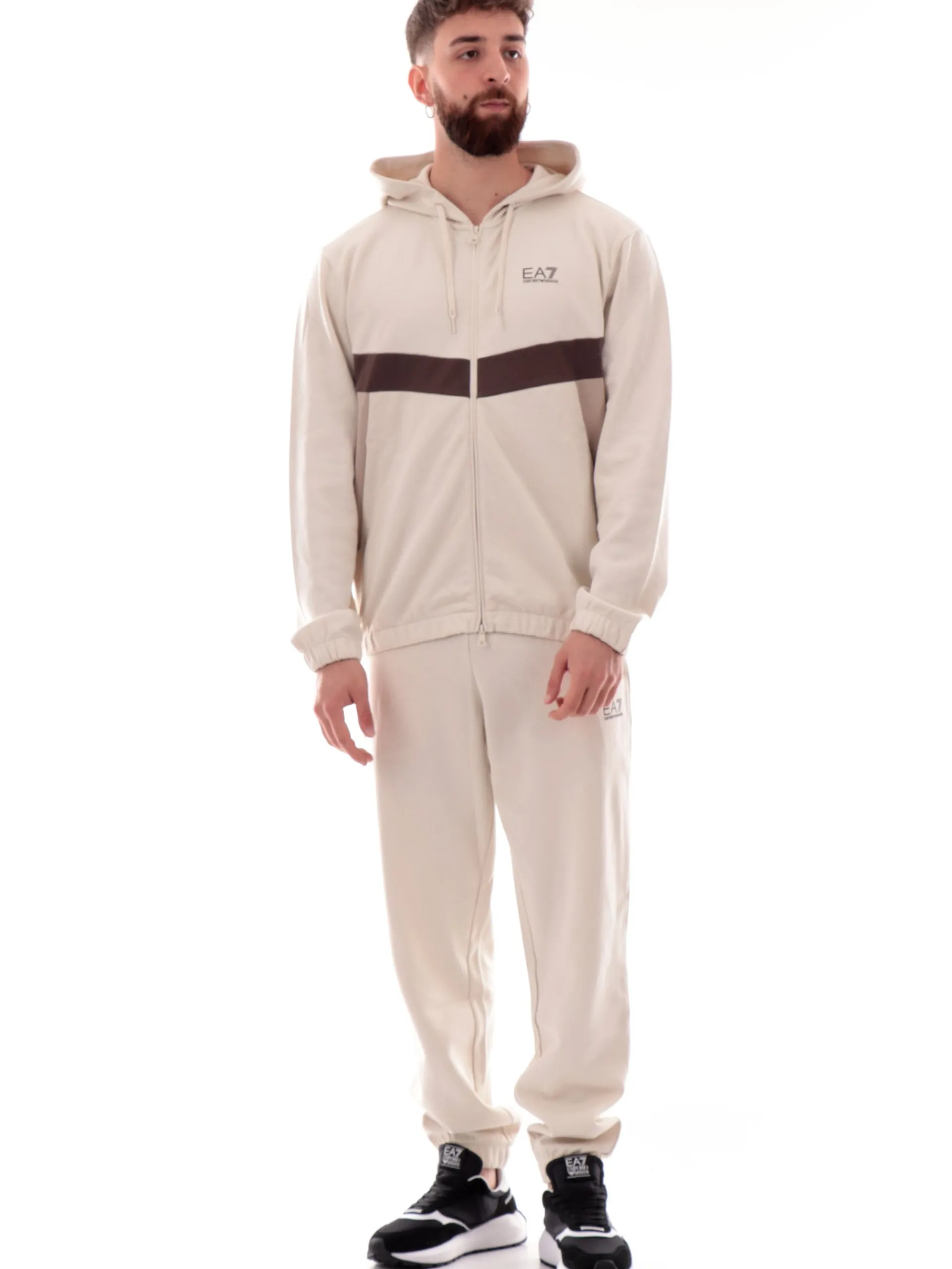 EMPORIO ARMANI 7 Tute*Tuta EA7 Emporio Armani beige con cappuccio e logo 7M000283AF12660 U1112
