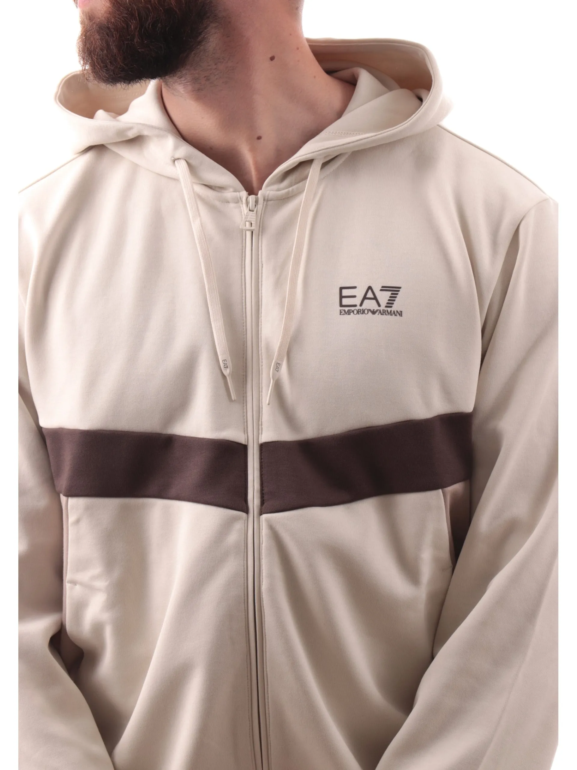 EMPORIO ARMANI 7 Tute*Tuta EA7 Emporio Armani beige con cappuccio e logo 7M000283AF12660 U1112