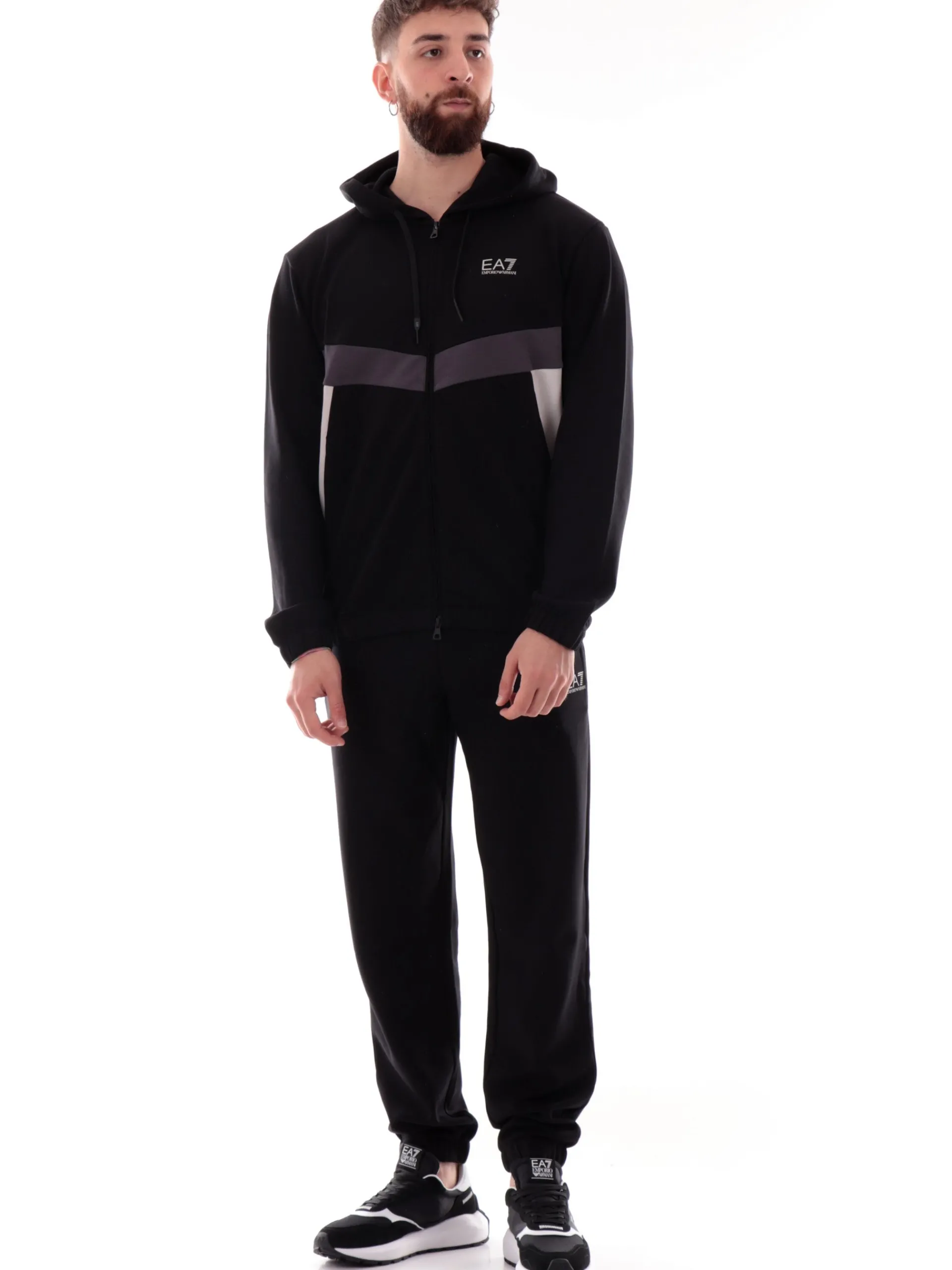EMPORIO ARMANI 7 Tute*Tuta EA7 Emporio Armani nero con cappuccio e logo 7M000283AF12660 UC001