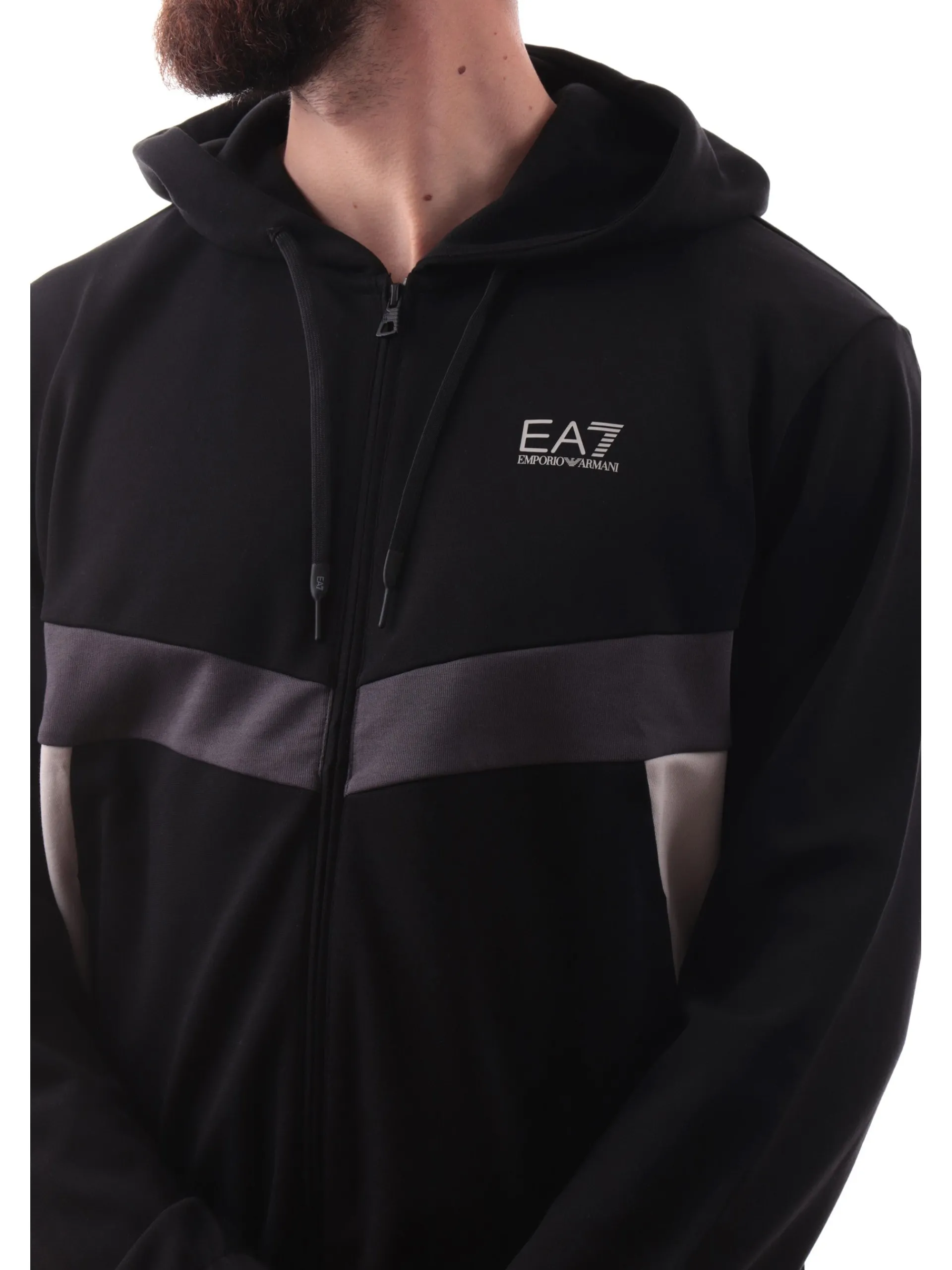 EMPORIO ARMANI 7 Tute*Tuta EA7 Emporio Armani nero con cappuccio e logo 7M000283AF12660 UC001