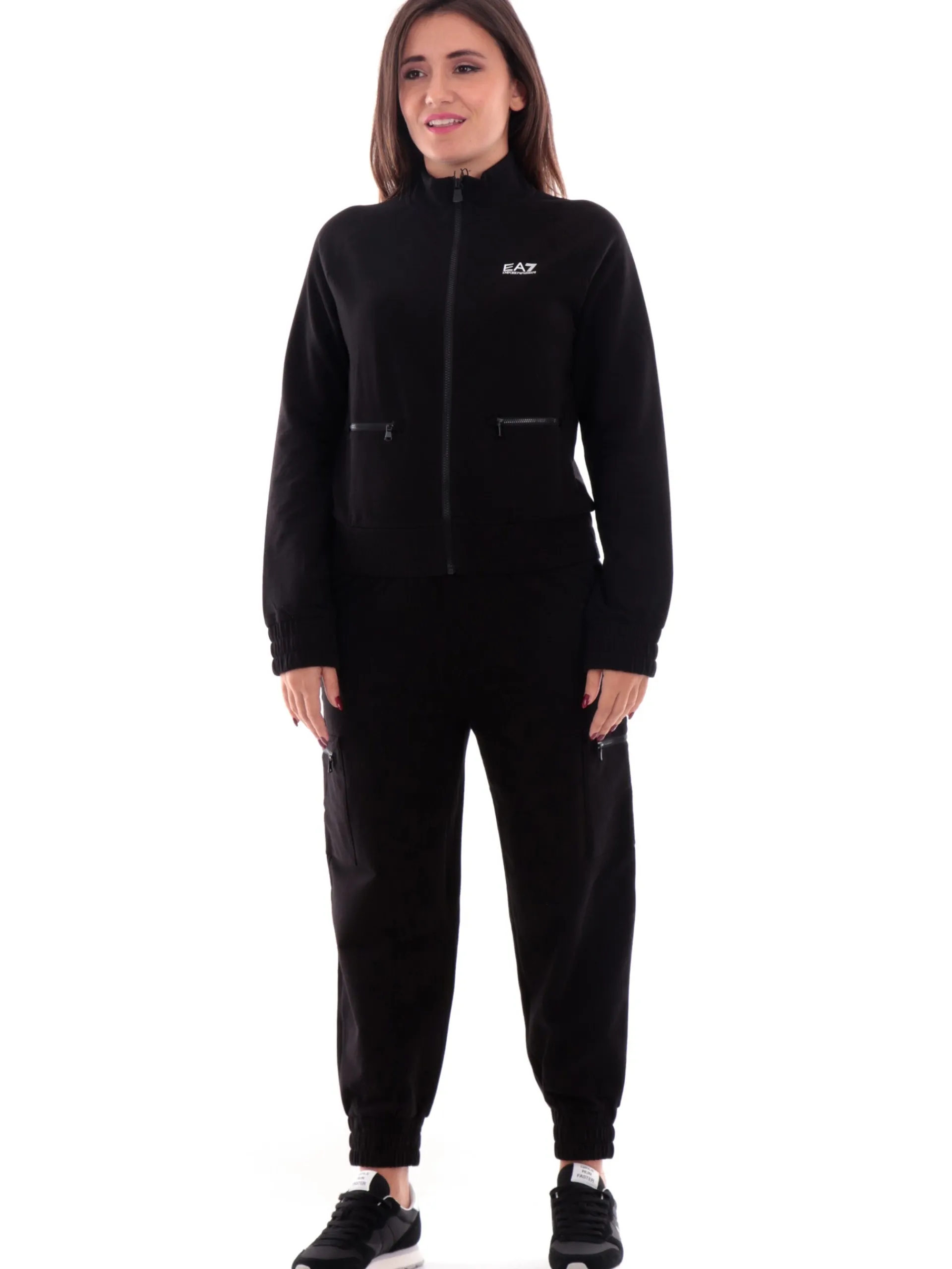EMPORIO ARMANI 7 Tute*Tuta Emporio Armani EA7 nera da donna crop 6DTV58TJVHZ