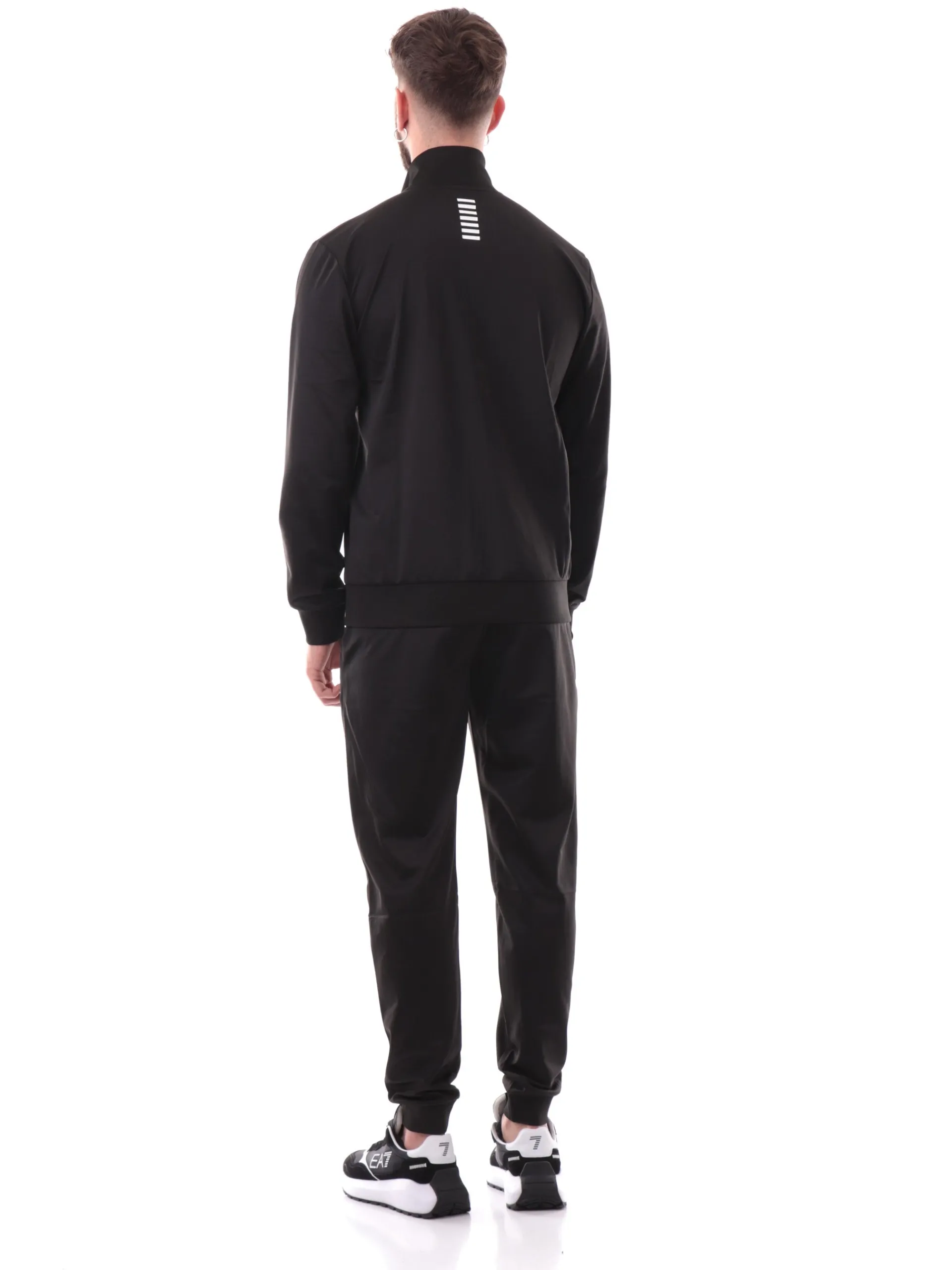 EMPORIO ARMANI 7 Tute*Tuta Emporio Armani EA7 nera da uomo acetata full zip logo bianco 8NPV65PJHCZ