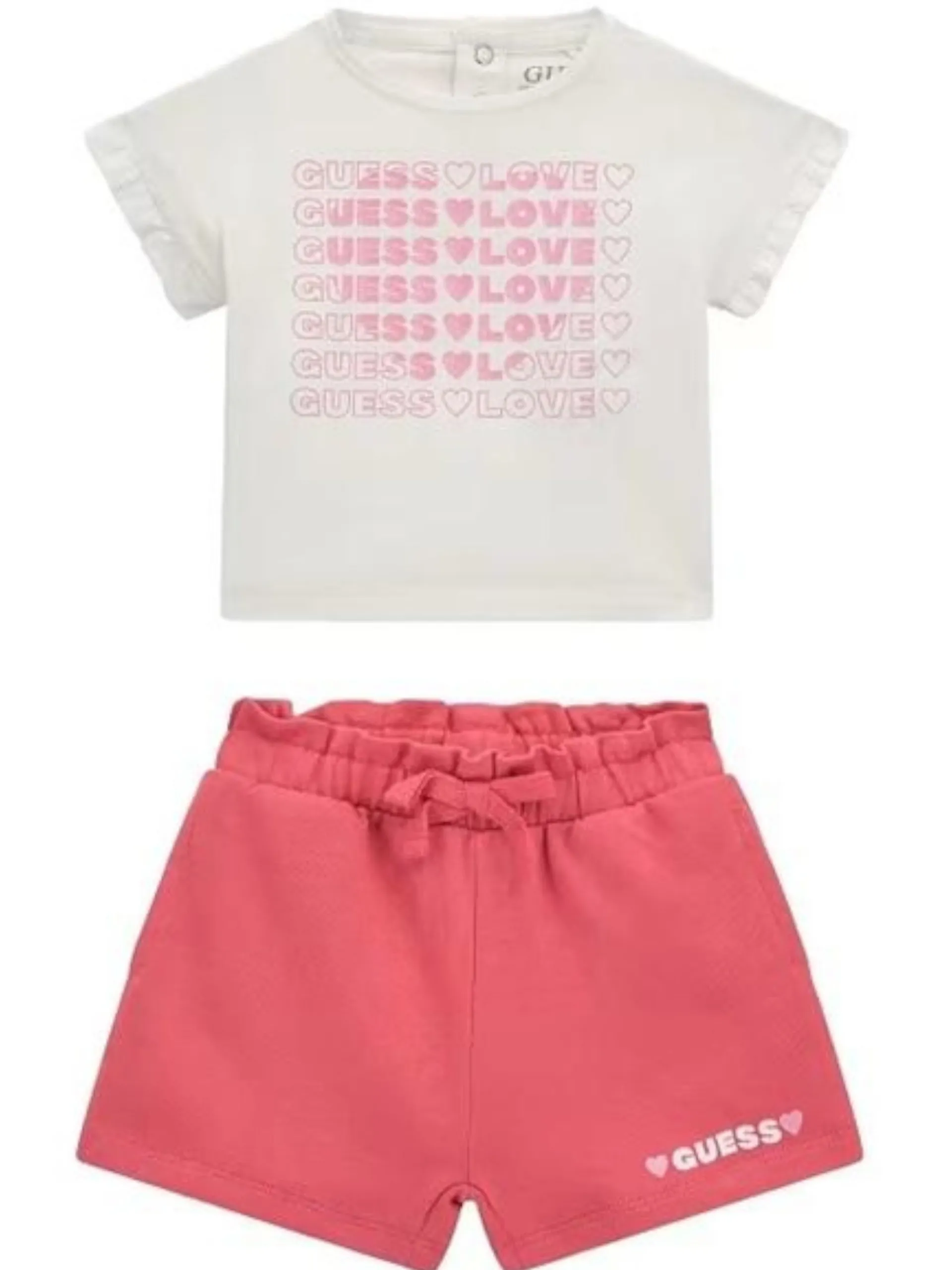 GUESS Completi*Tuta bianca e fucsia da neonata in cotone A5GG17K6YW4