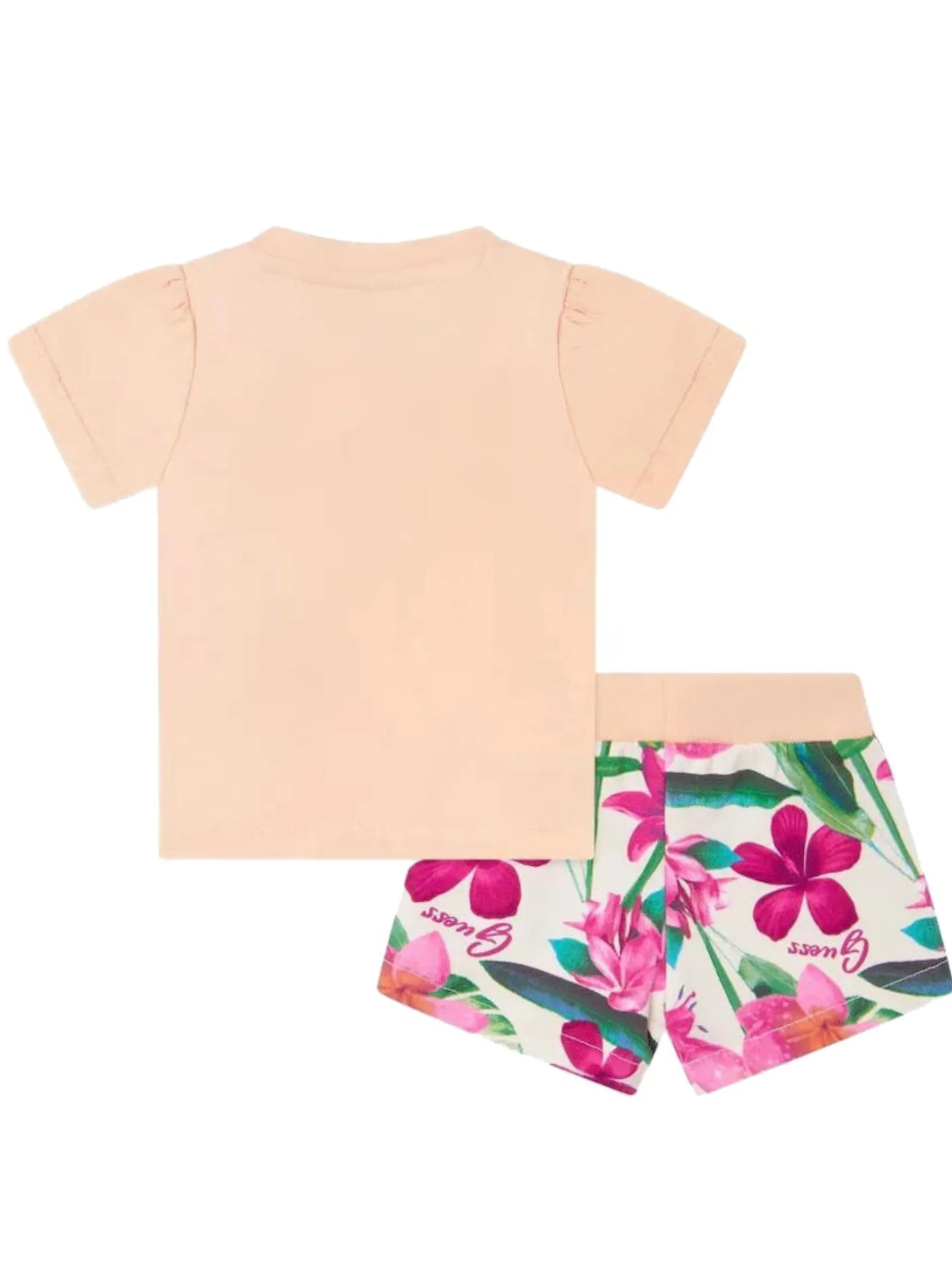 GUESS Completi*Tuta rosa da neonata con bermuda floreali A5GG08K6YW4