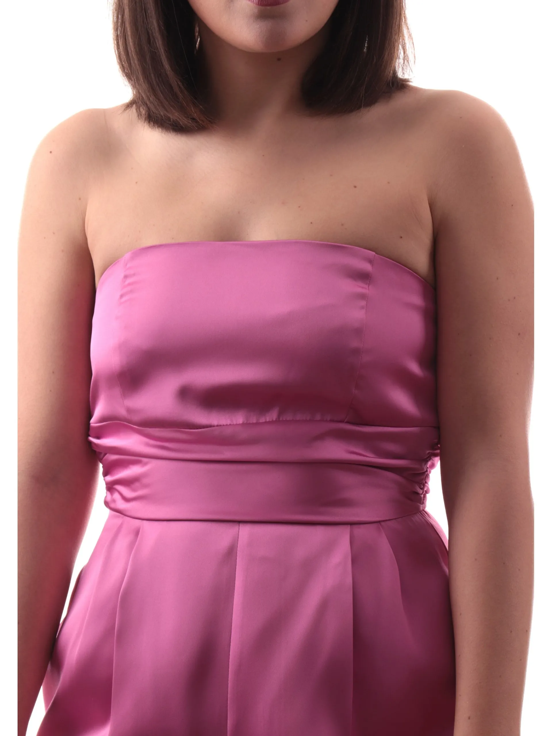 EMME MARELLA Jumpsuit*Tuta intera elegante fucsia da donna raso a palazzo scollo balconcino CAMILLE1 003