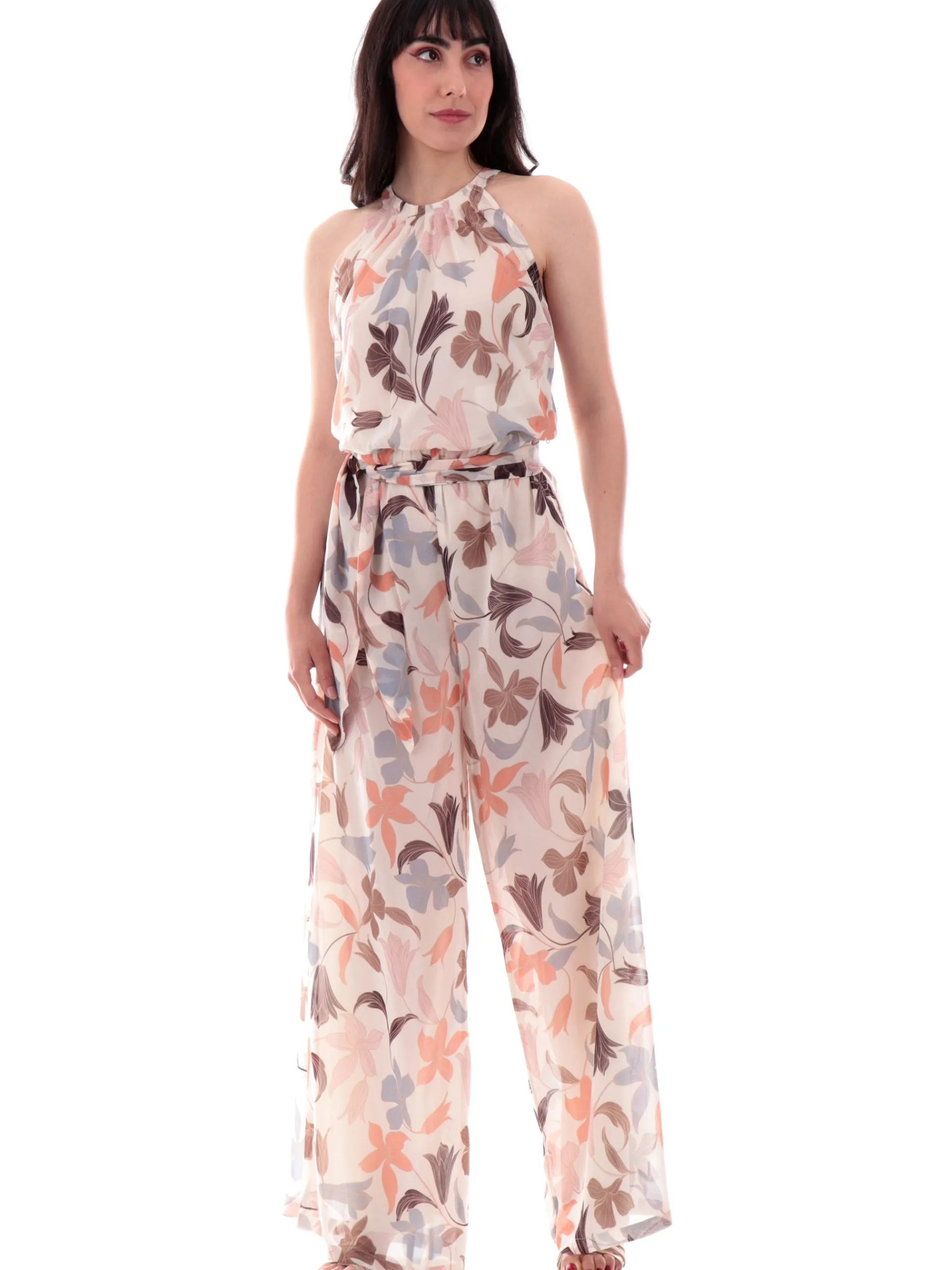EMME MARELLA Jumpsuit*Tuta Intera bianca a fiori da donna jumpsuit palazzo elegante DEPEND