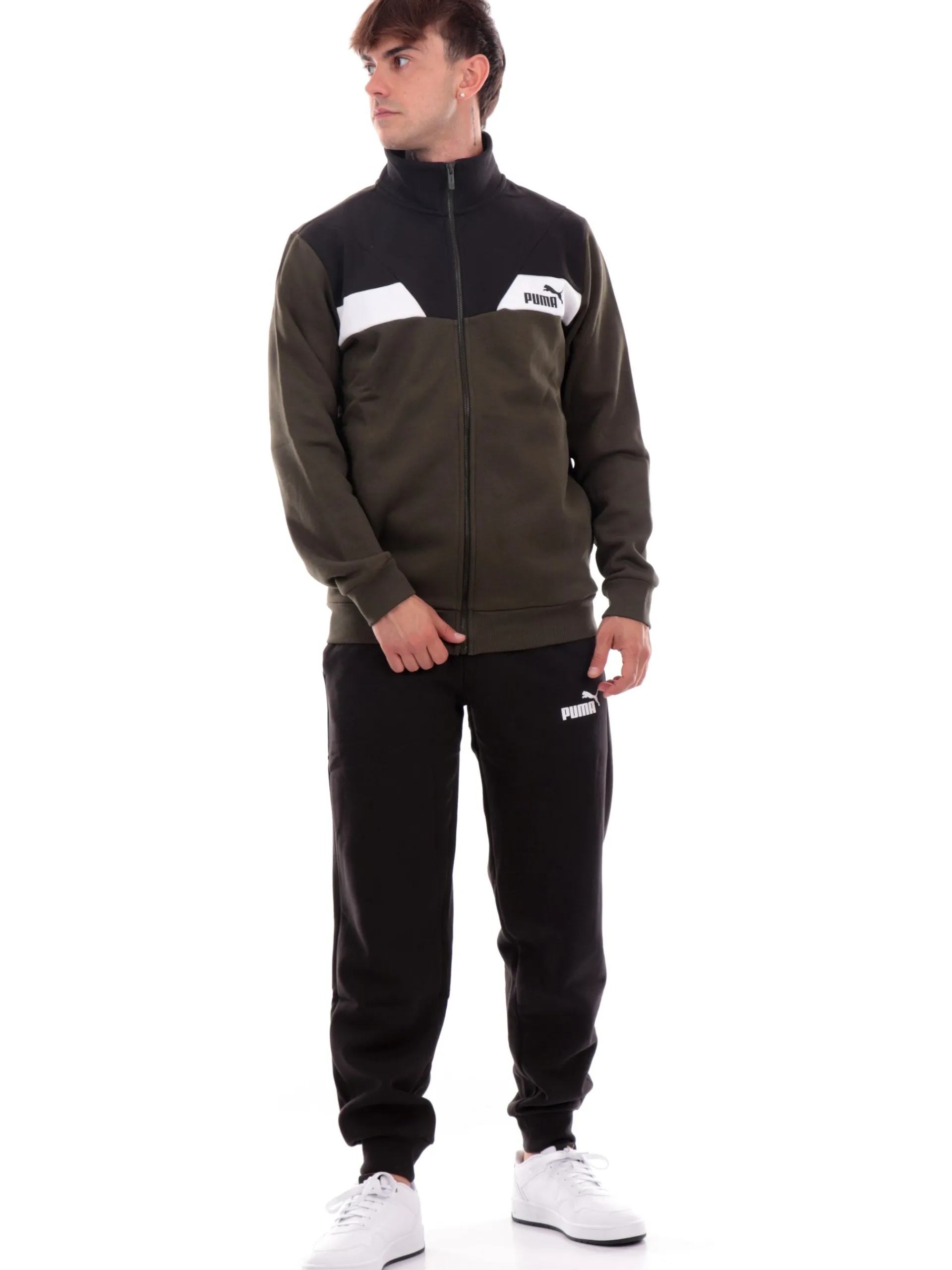 PUMA Tute*Tuta verde e nera bicolore da Uomo con Polsini 681900