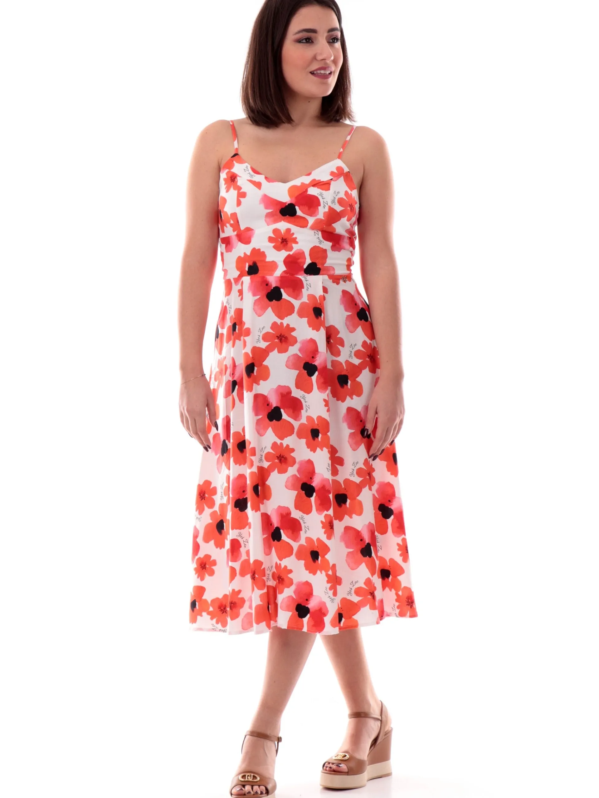 YES ZEE Vestiti*Vestito a fiori bianco da donna svasato A419CI00