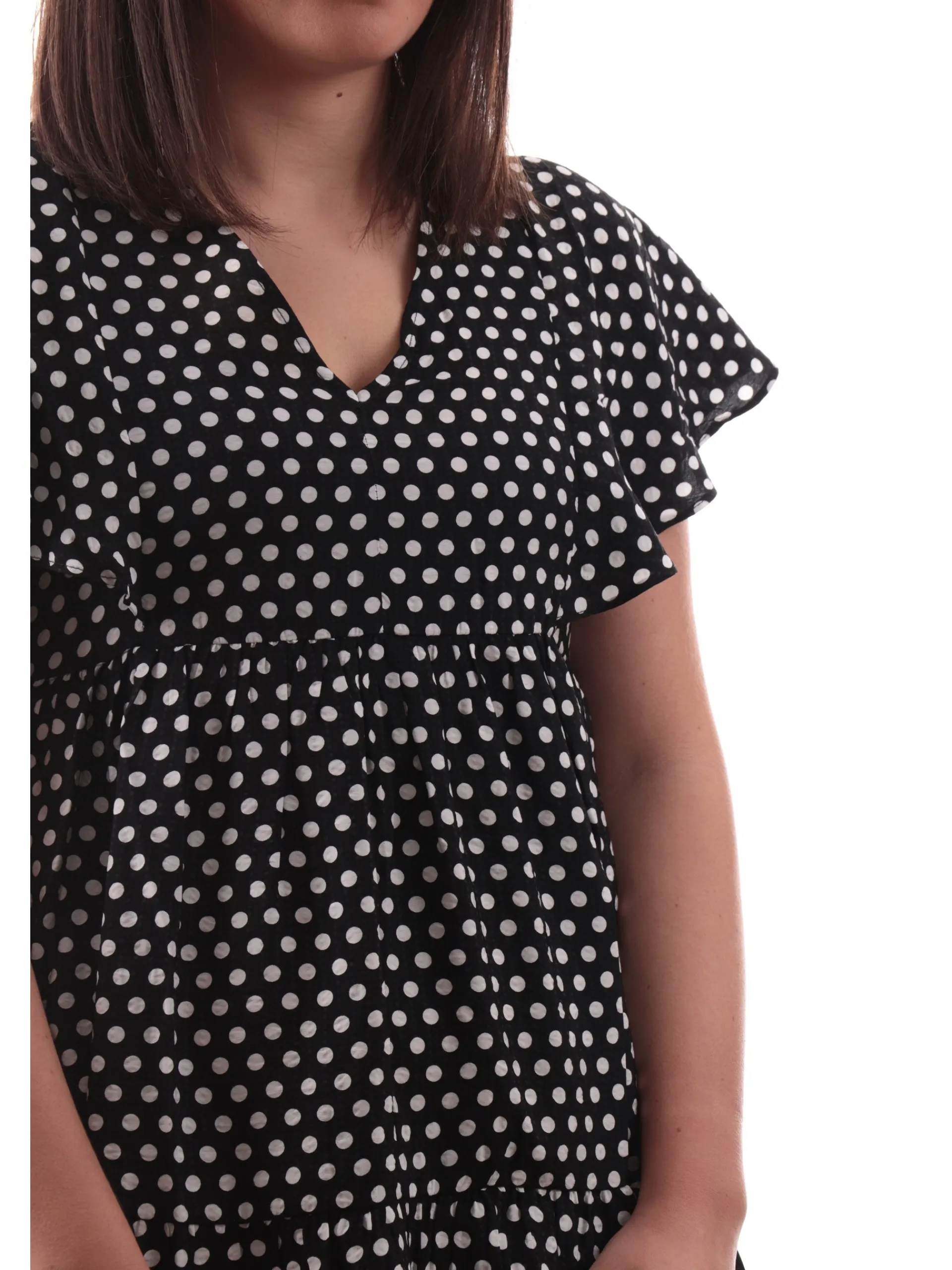 MOLLYBRACKEN Vestiti*Vestito a pois Molly Bracken nero da donna scollo a V T1738DE