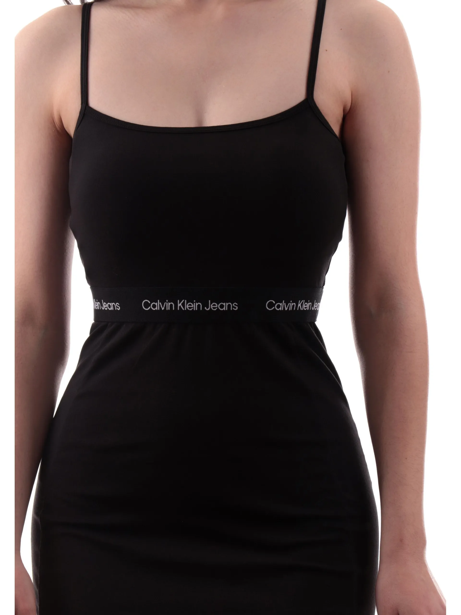 CALVIN KLEIN Vestiti*Vestito nero da donna tessuto elastico J20J219644 Elastic Strappy Dress