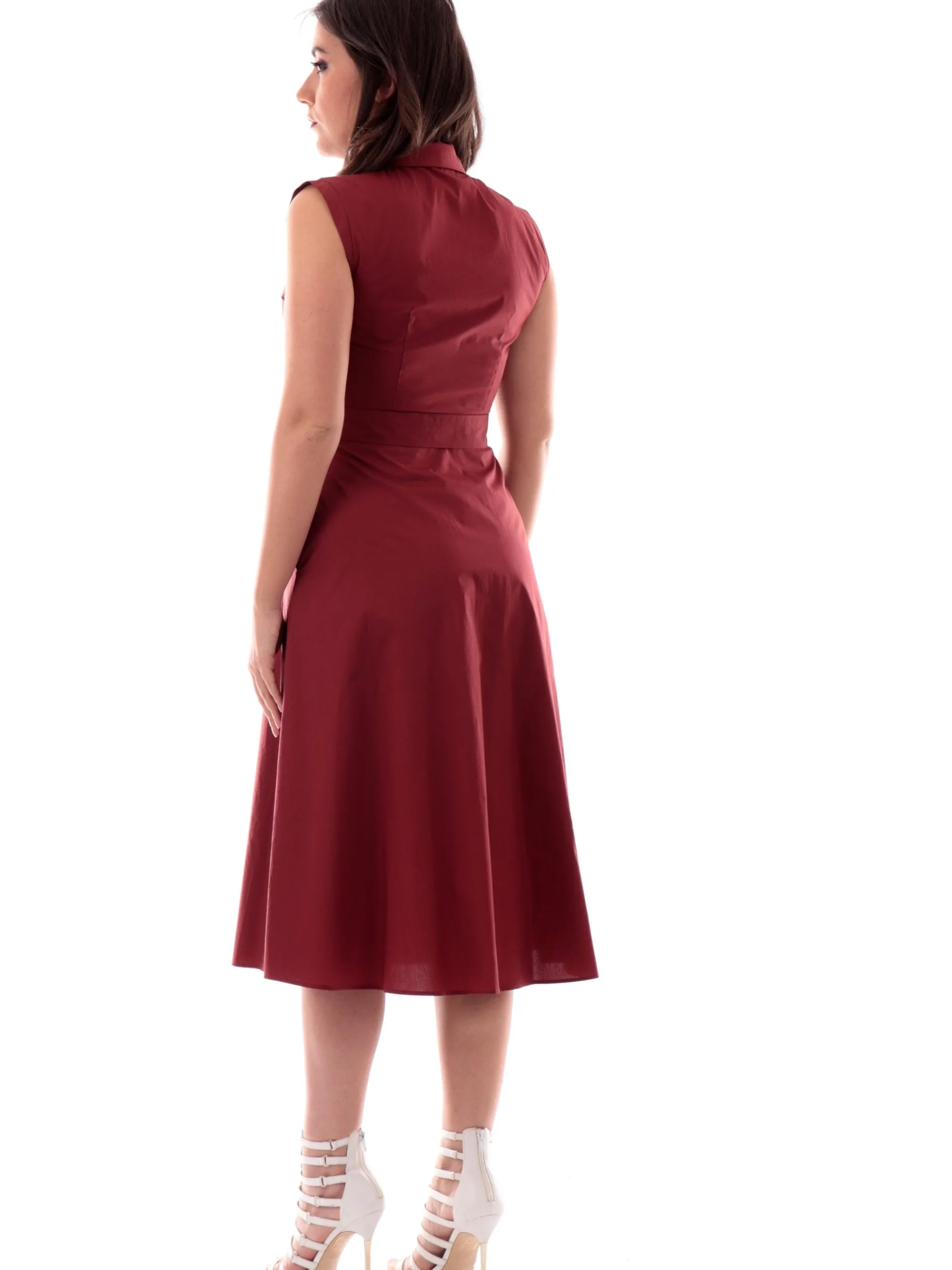 ANIS Vestiti*Vestito camicia bordeaux da donna svasato 251C1262