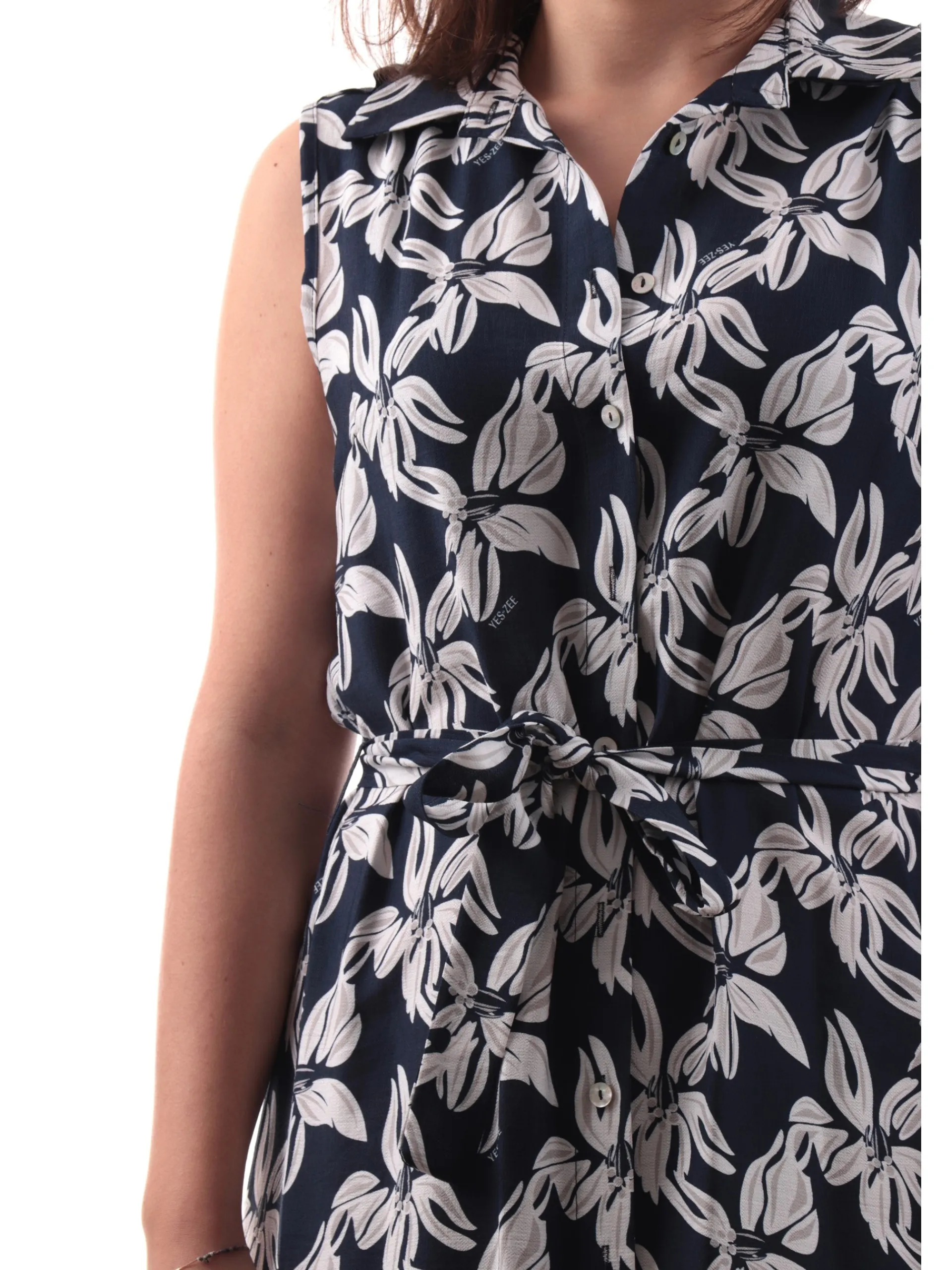 YES ZEE Vestiti*Vestito camicia blu da donna fantasia foulard A429YJ00