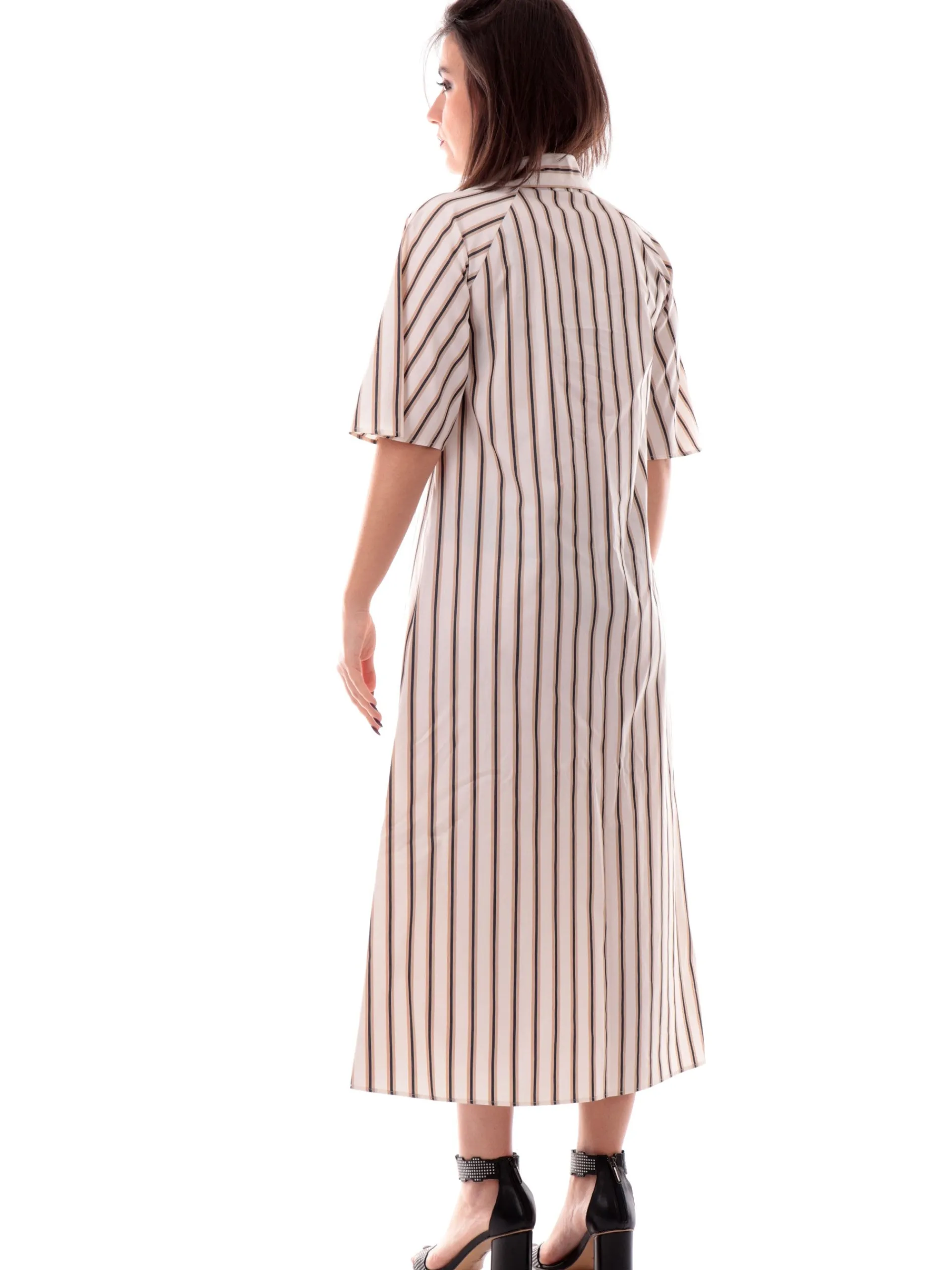 EMME MARELLA Vestiti*Vestito a righe bianco da donna scollo a V AMACA