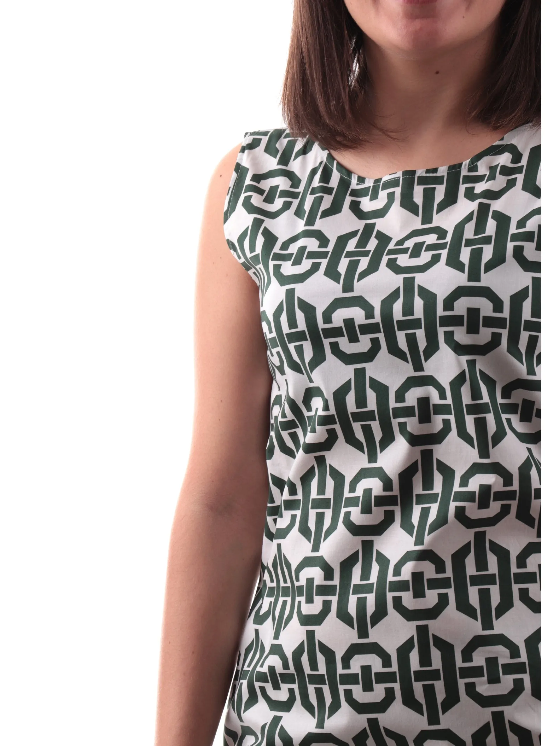 EMME MARELLA Vestiti*Vestito Bianco fantasia verde chain da donna KARUB 001
