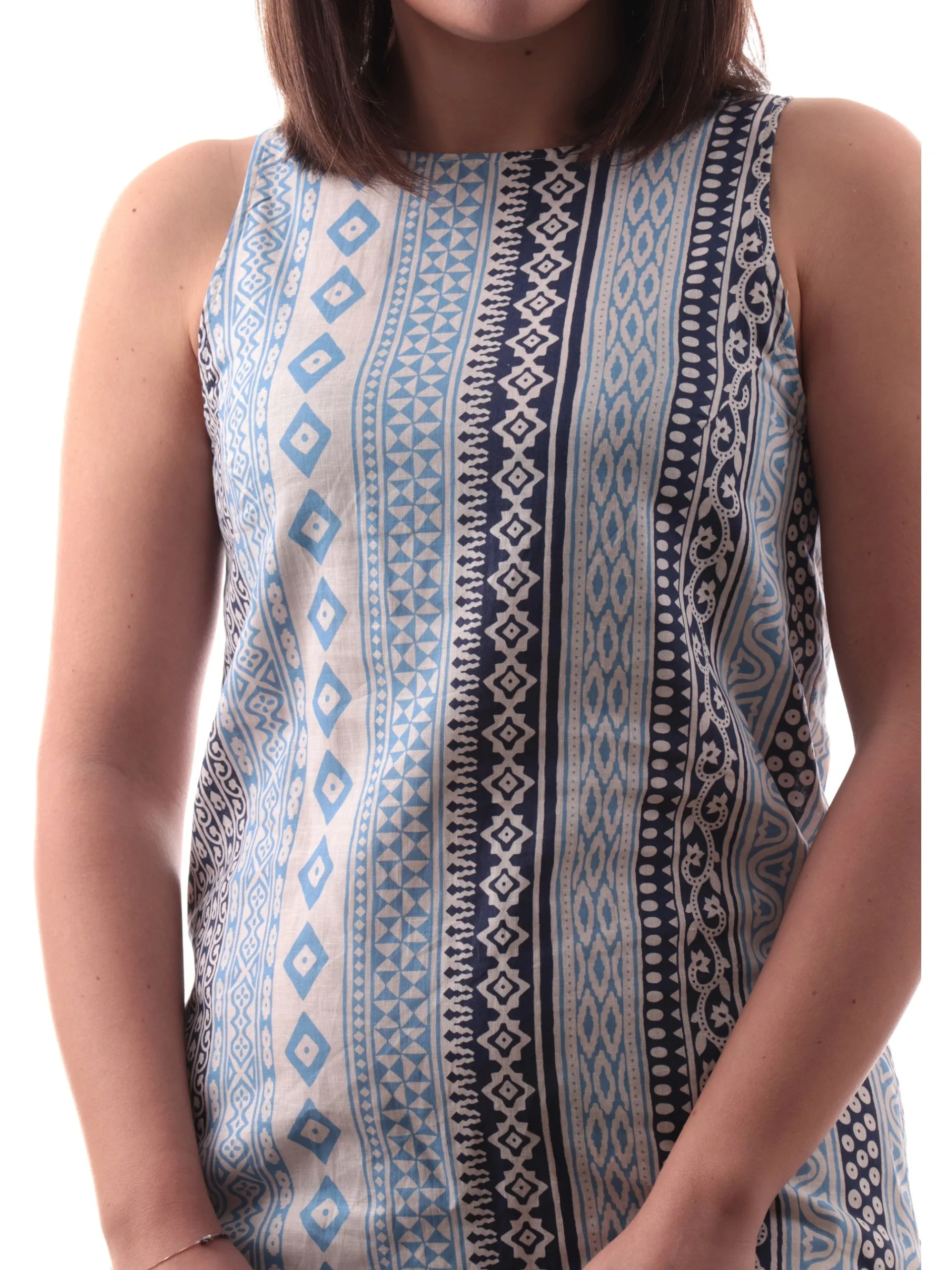 EMME MARELLA Vestiti*Vestito fantasia smanicato realizzato in puro cotone LIMONE 007