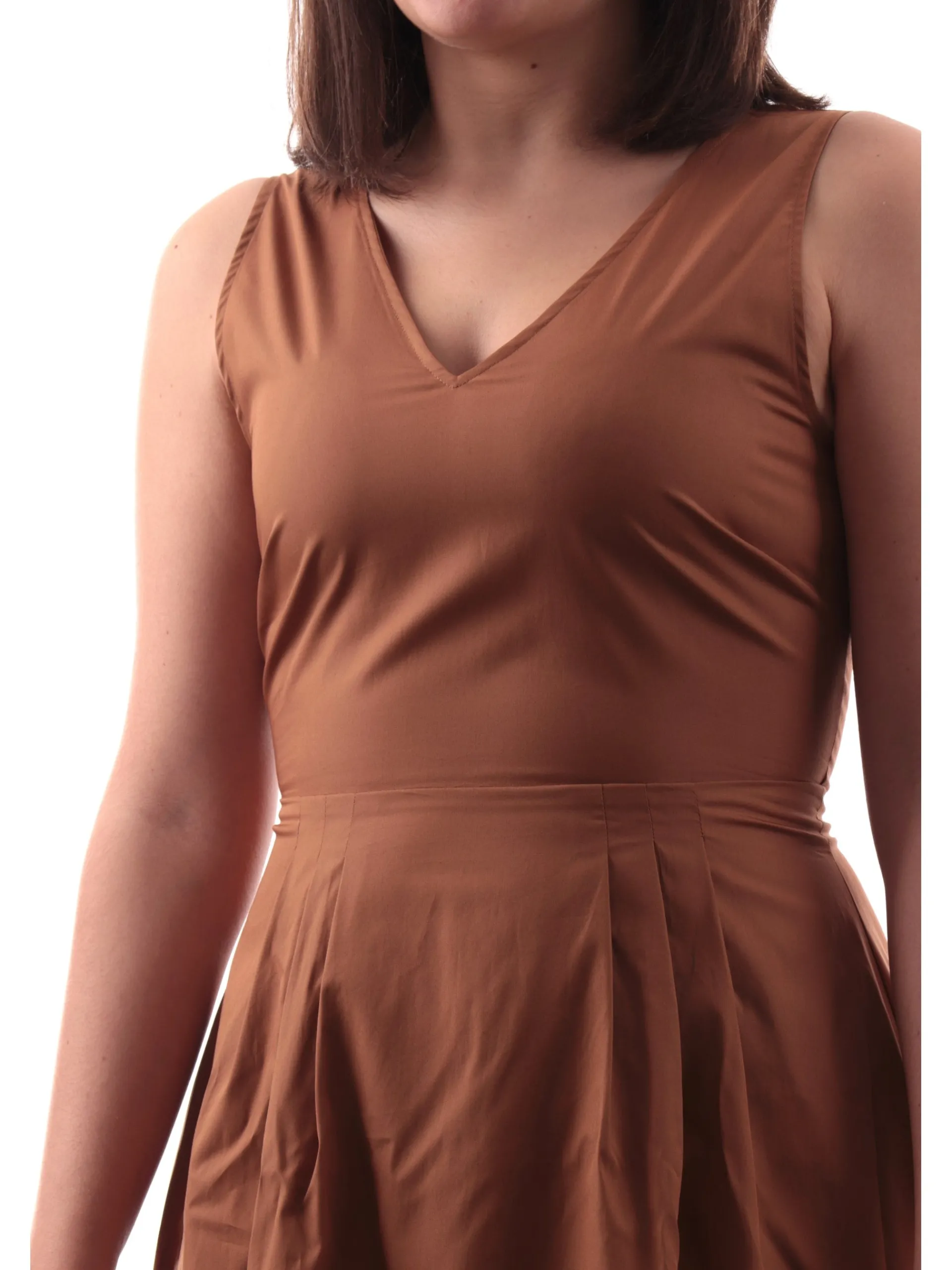EMME MARELLA Vestiti*Vestito marrone da donna tessuto camicia scollo a V BANCA 007