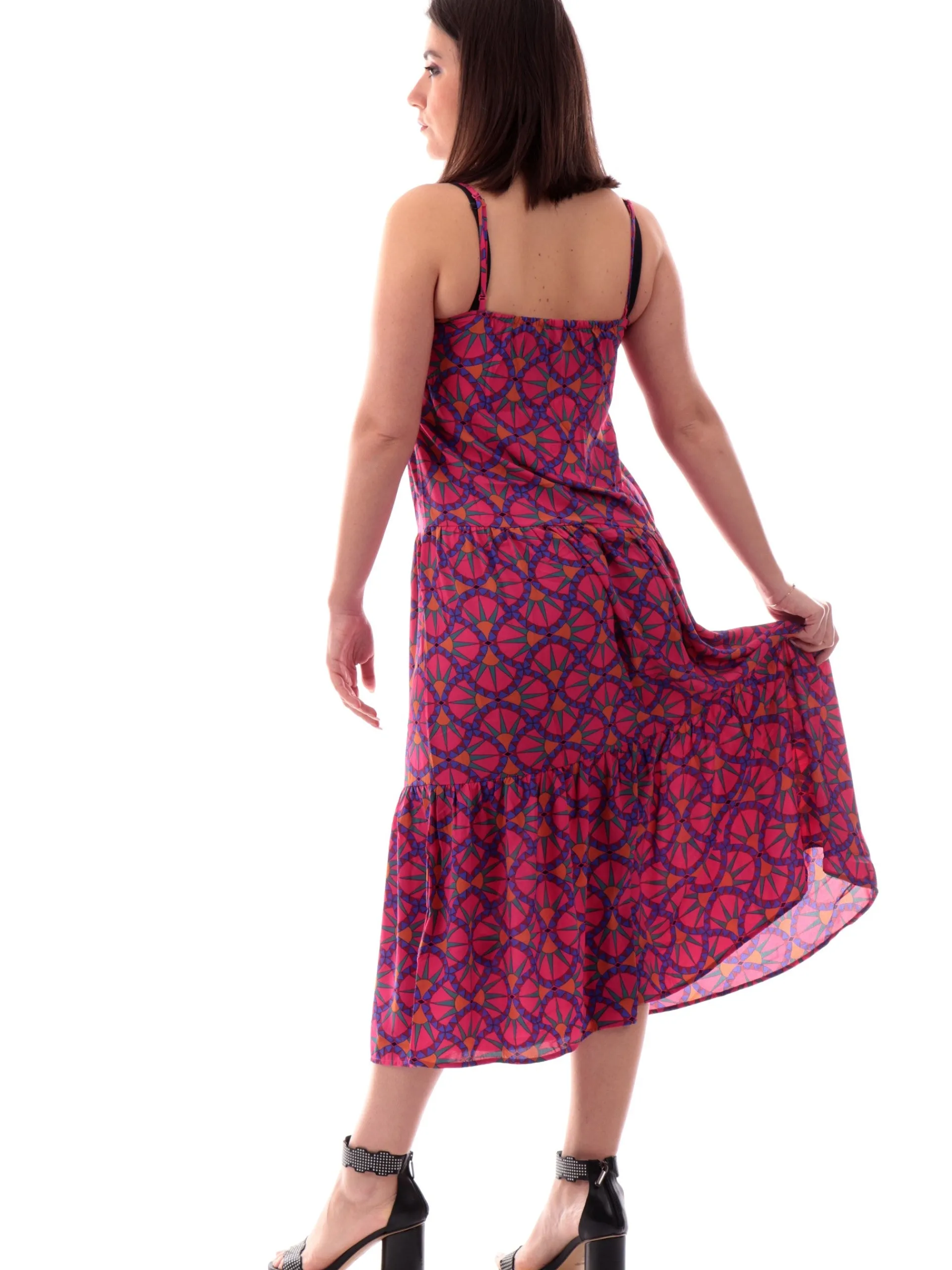 ONLY Vestiti*Vestito foulard fucsia da donna svasato 15256834