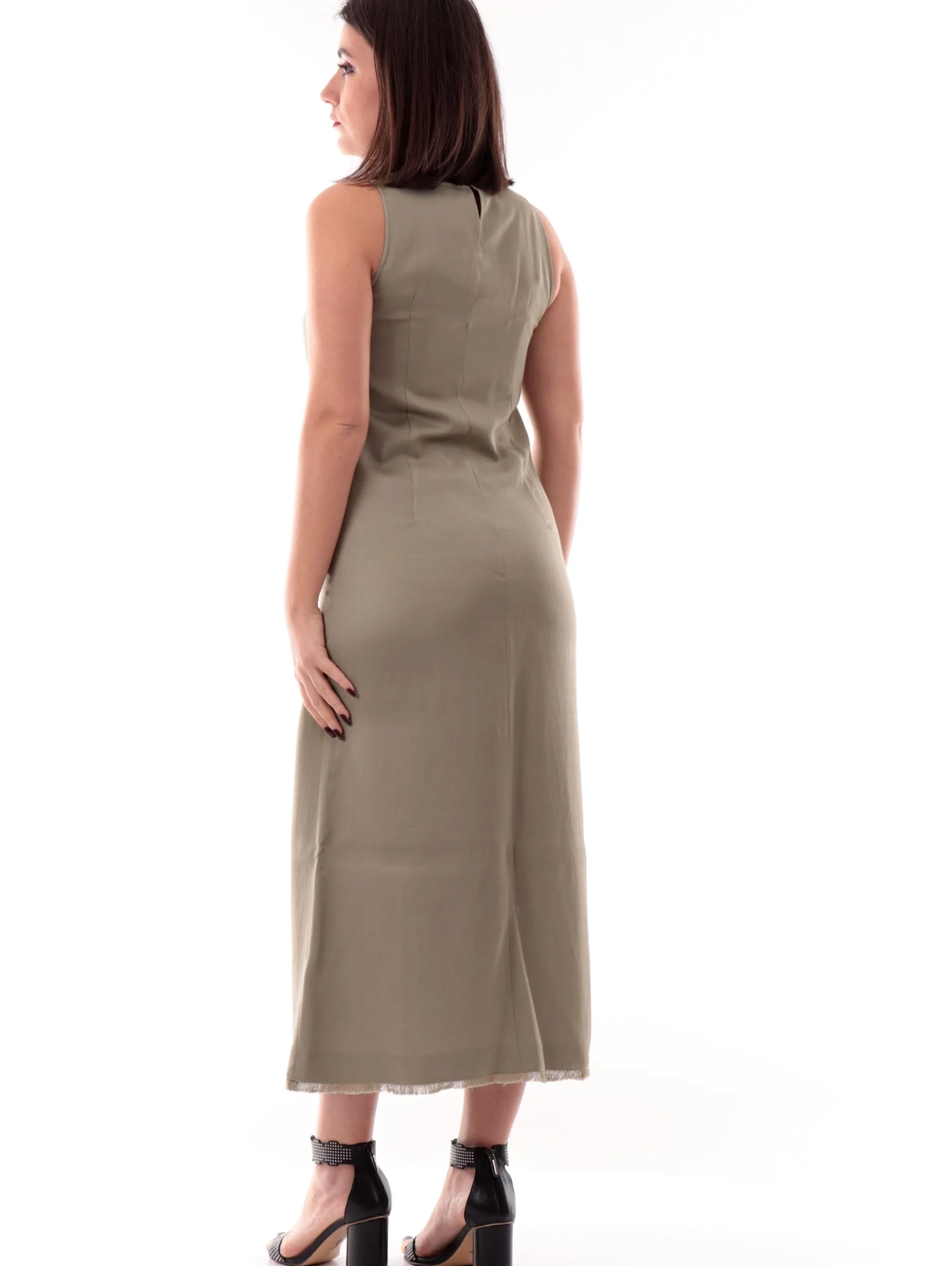 EMME MARELLA Vestiti*Vestito Lungo verde militare da donna JUMCOS 004