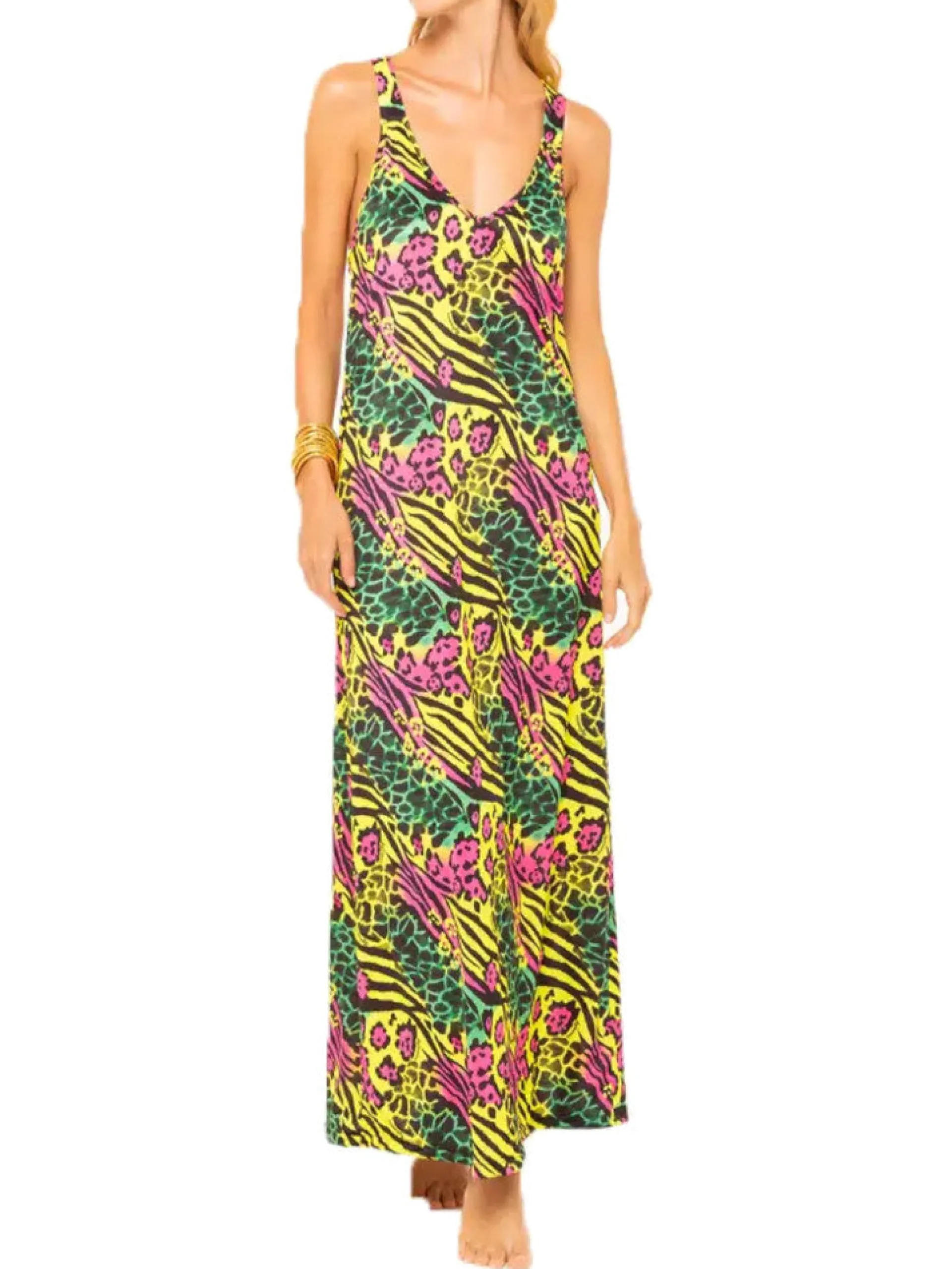 4GIVENESS Vestiti*Vestito Lungo Donna Copricostume Jumeria Giaffe FGCW3043