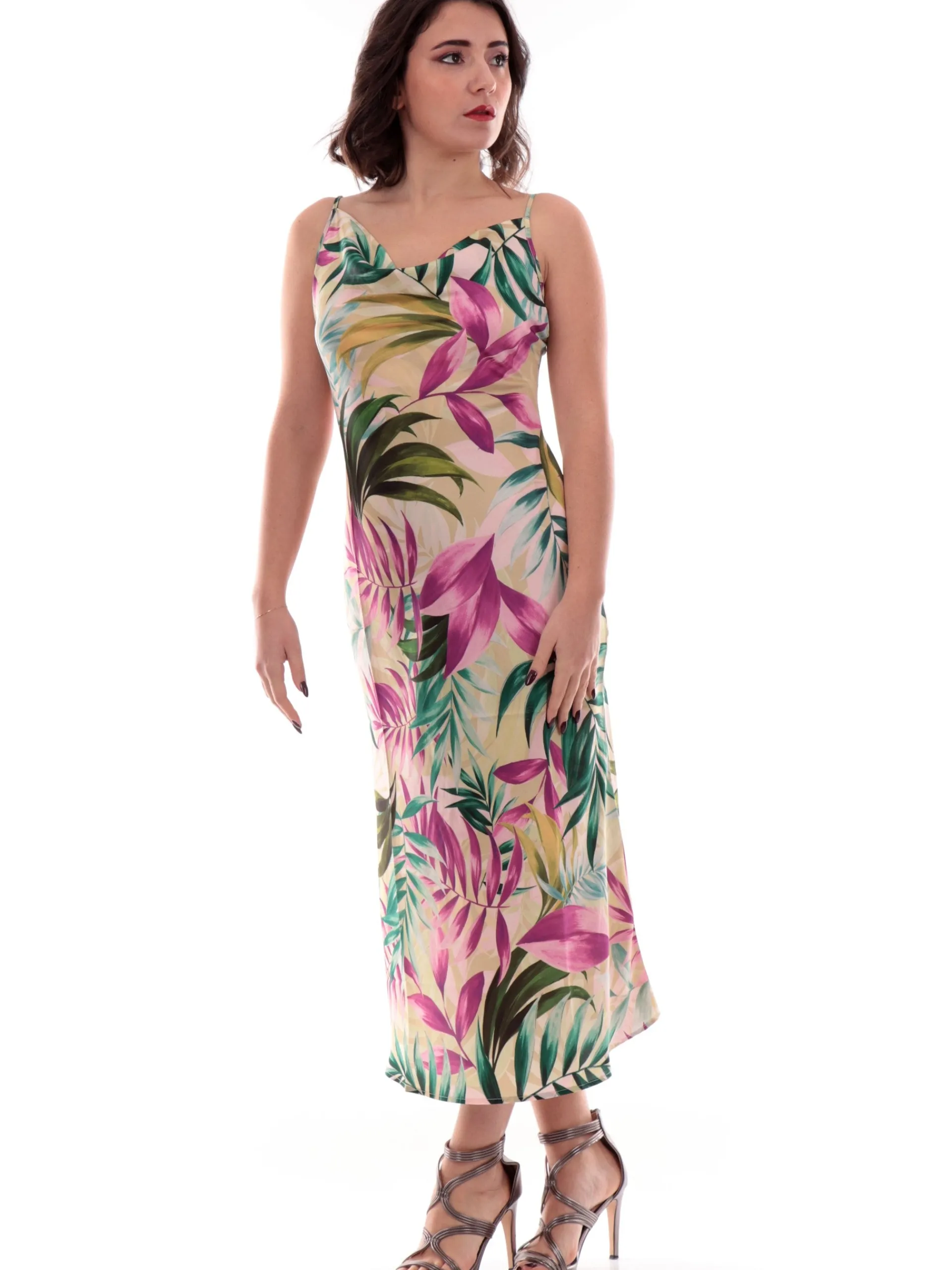 GUESS Vestiti*Vestito Lungo fantasia Floreale da donna in raso W5GK85WH9C2