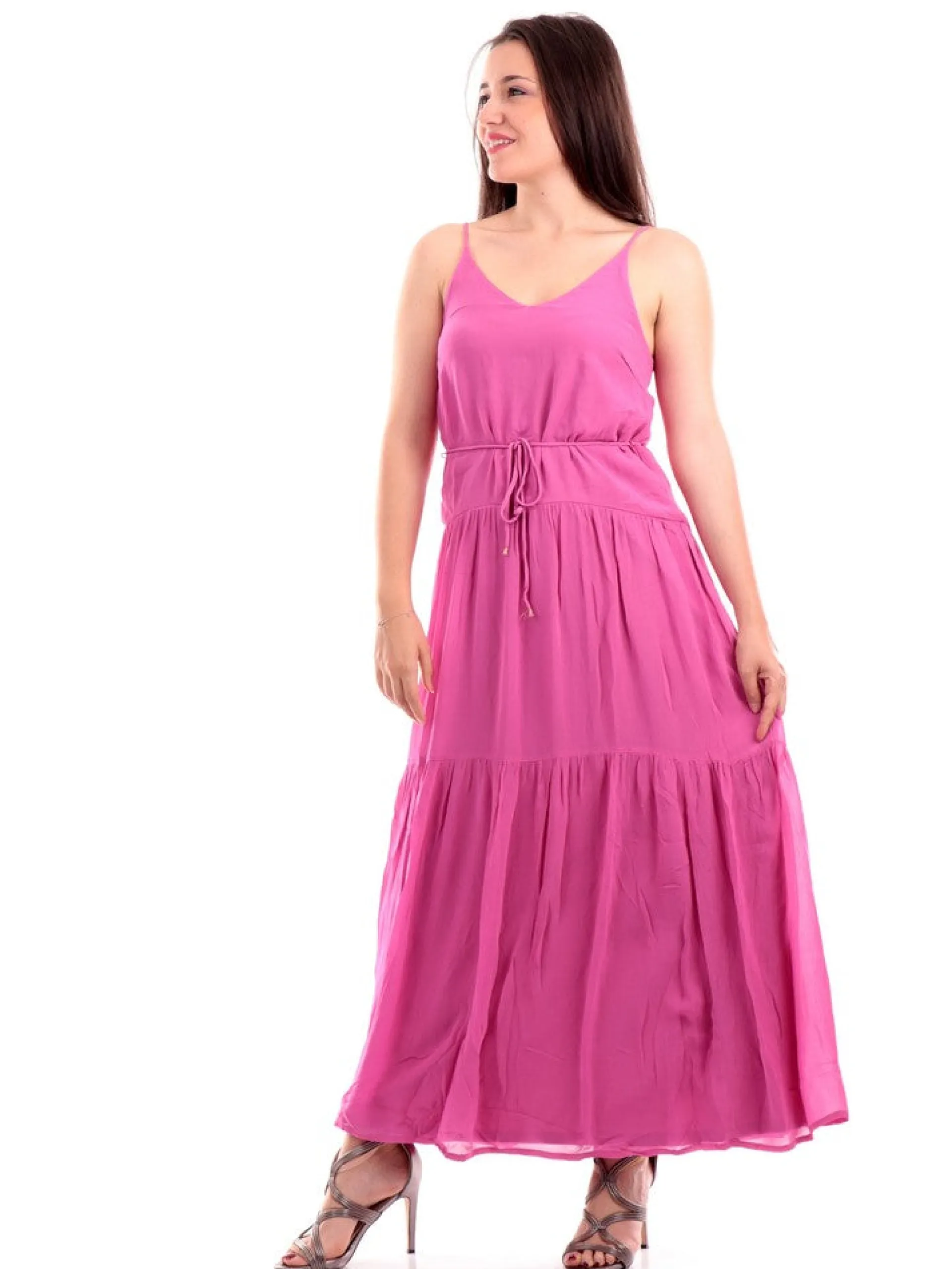 ONLY Vestiti*Vestito Lungo Fucsia Svasato con Bretelle 15255183SUPERPI