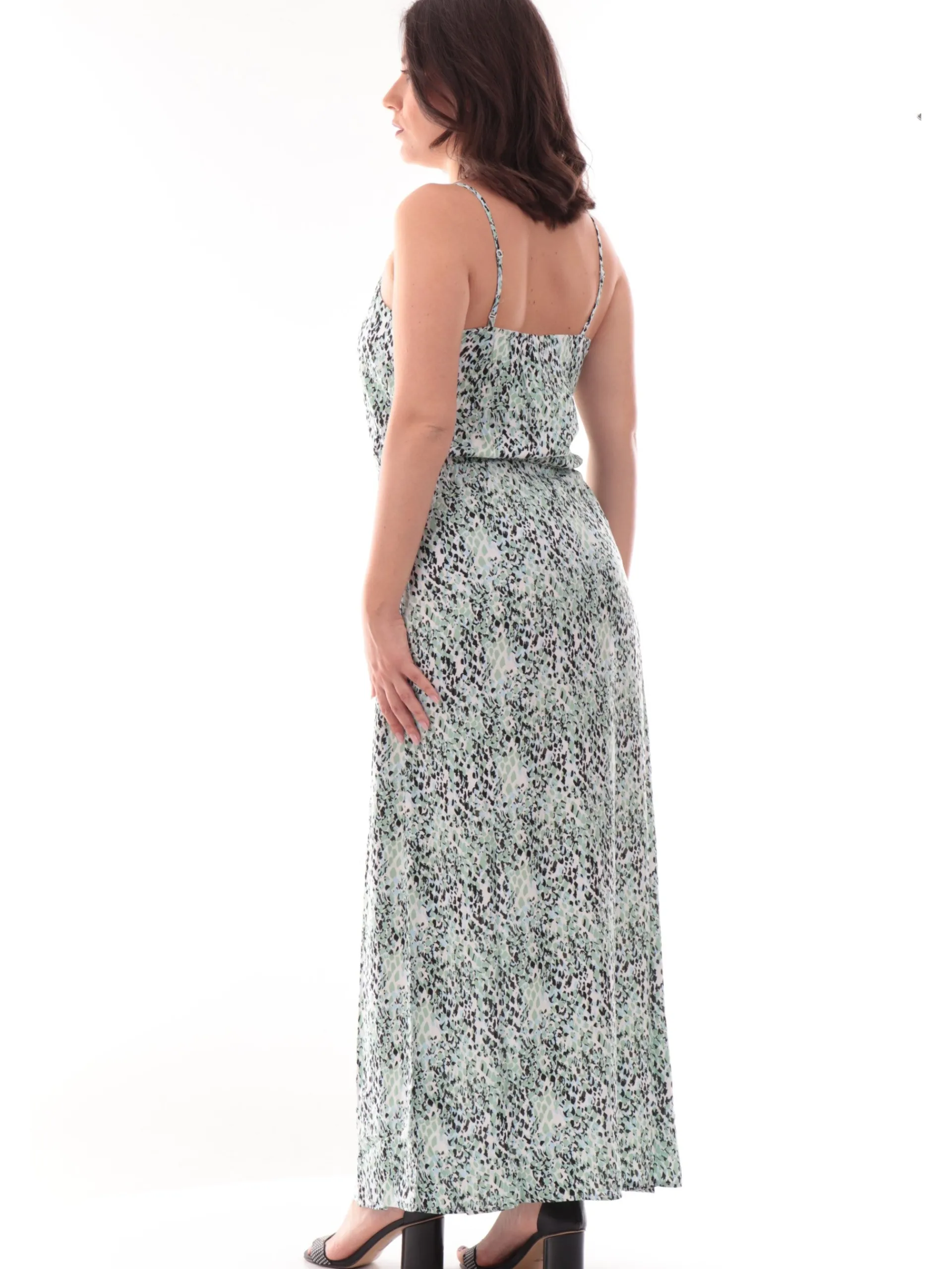 ONLY Vestiti*Vestito lungo spalle scoperte verde animalier da donna 15222217