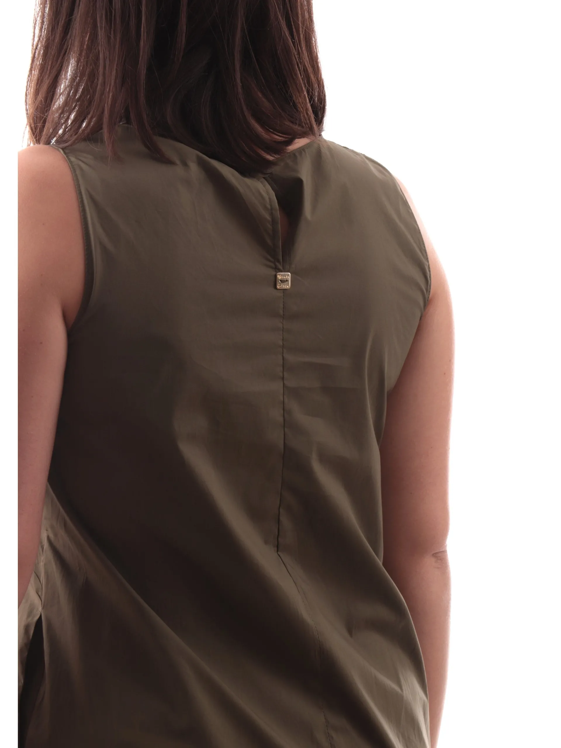 MANILA GRACE Vestiti*Vestito verde da donna con balza sul fondo A263CUMA509